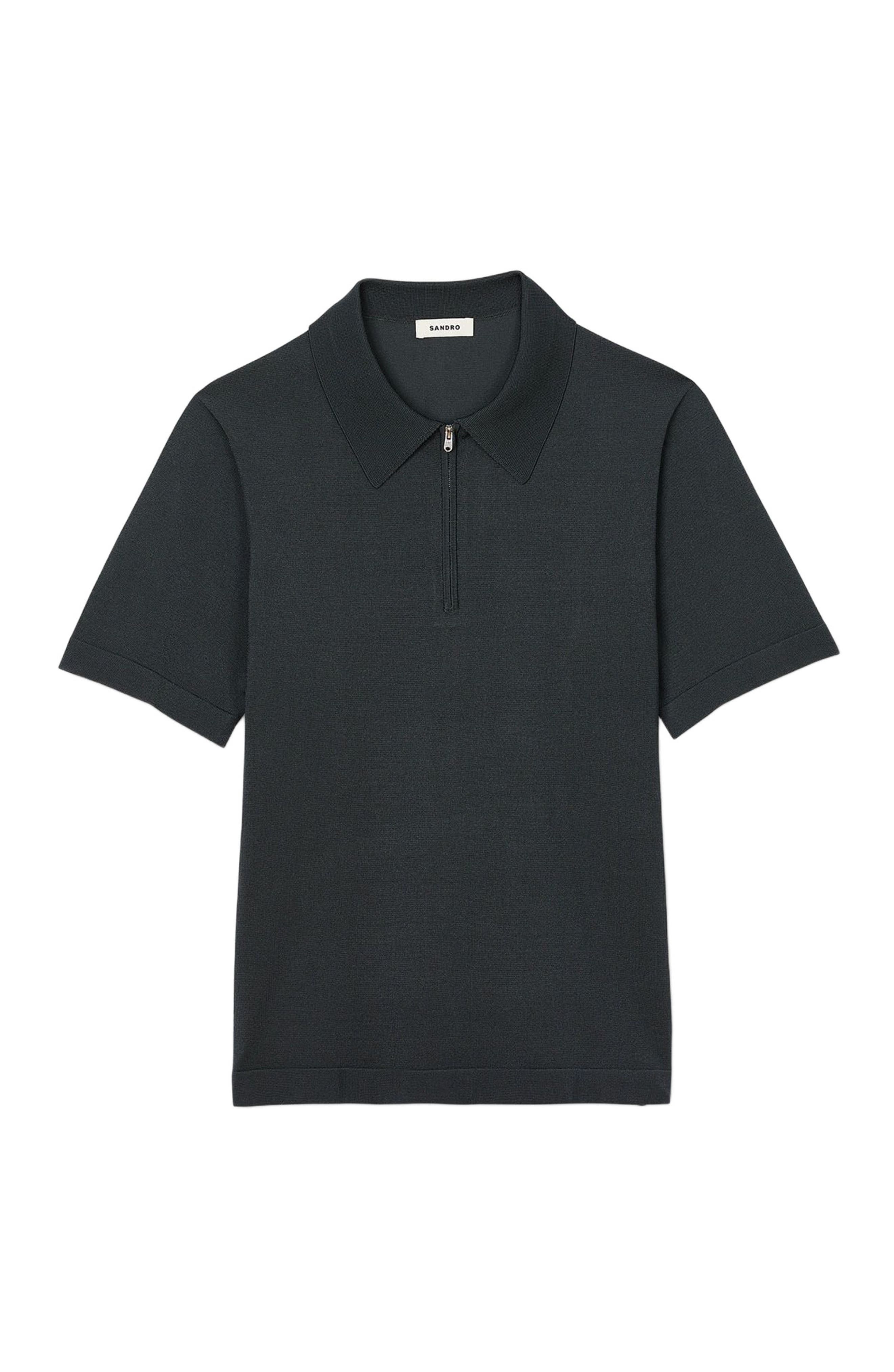 SANDRO Knitted polo shirt with zip collar in Fonte at Nordstrom - 5