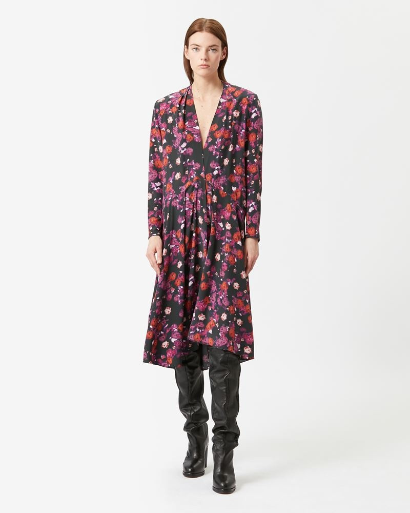 Isabel Marant FALCO FLORAL SILK MIDI DRESS outlook