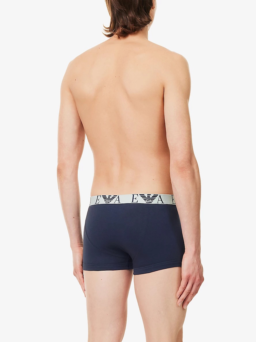 Branded-waistband pack of three stretch-cotton trunks - 3