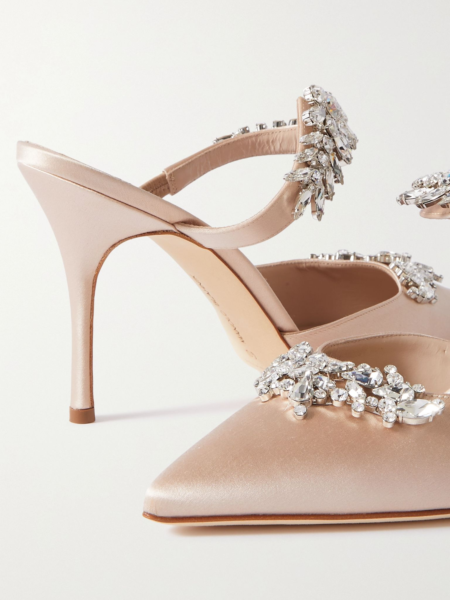 Lurum 90 crystal-embellished satin mules Neutral - 4