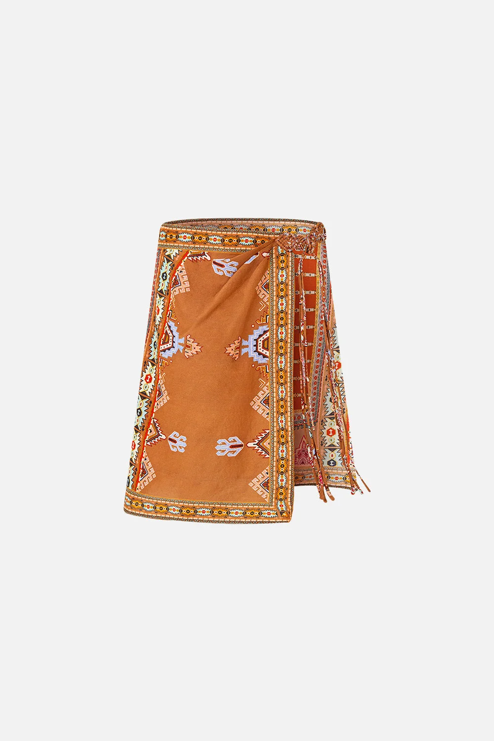 WOVEN SHORT SARONG WITH MACRAME TIE WAIST - 1