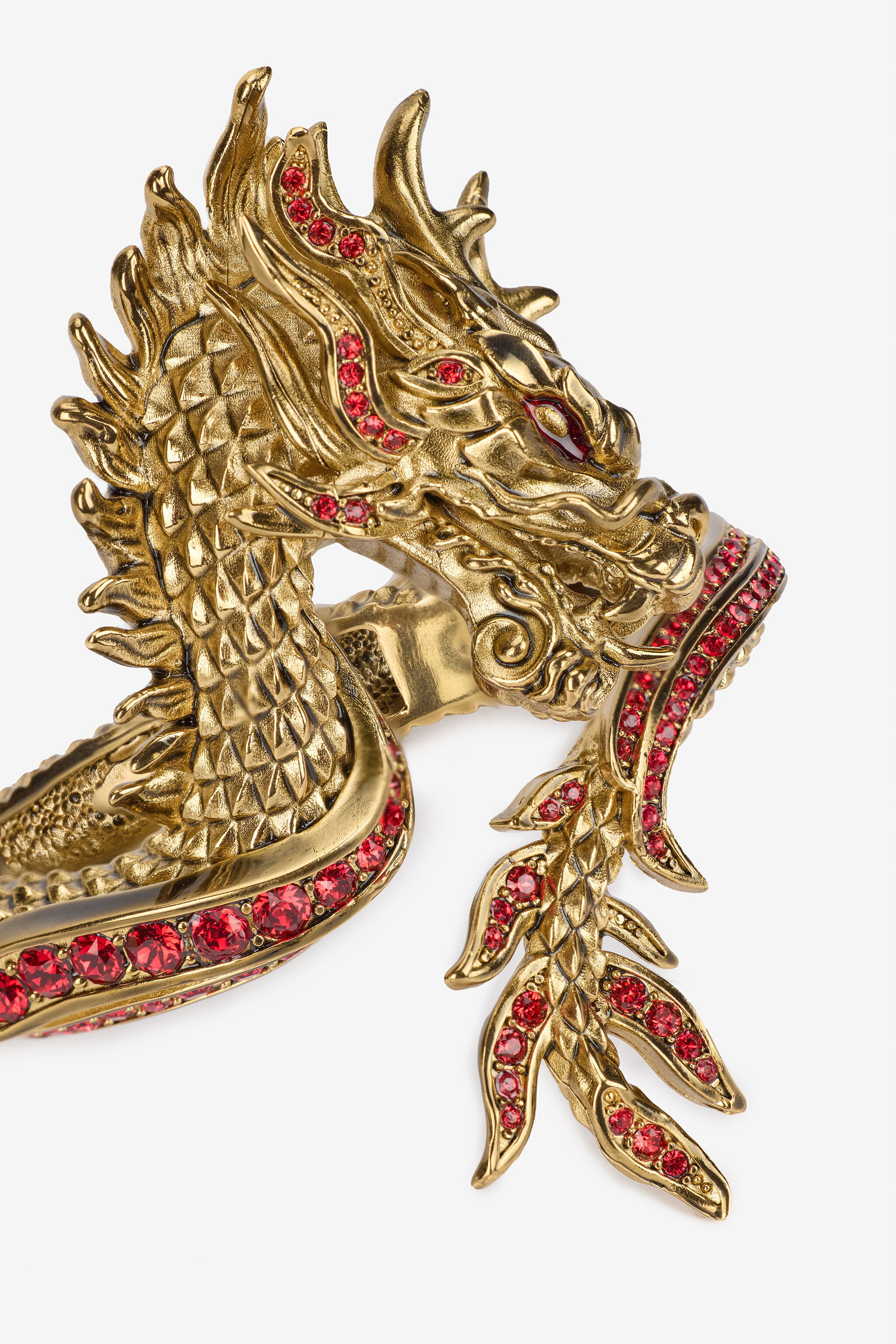 Open Bracelet With Bejeweled Dragon - 4