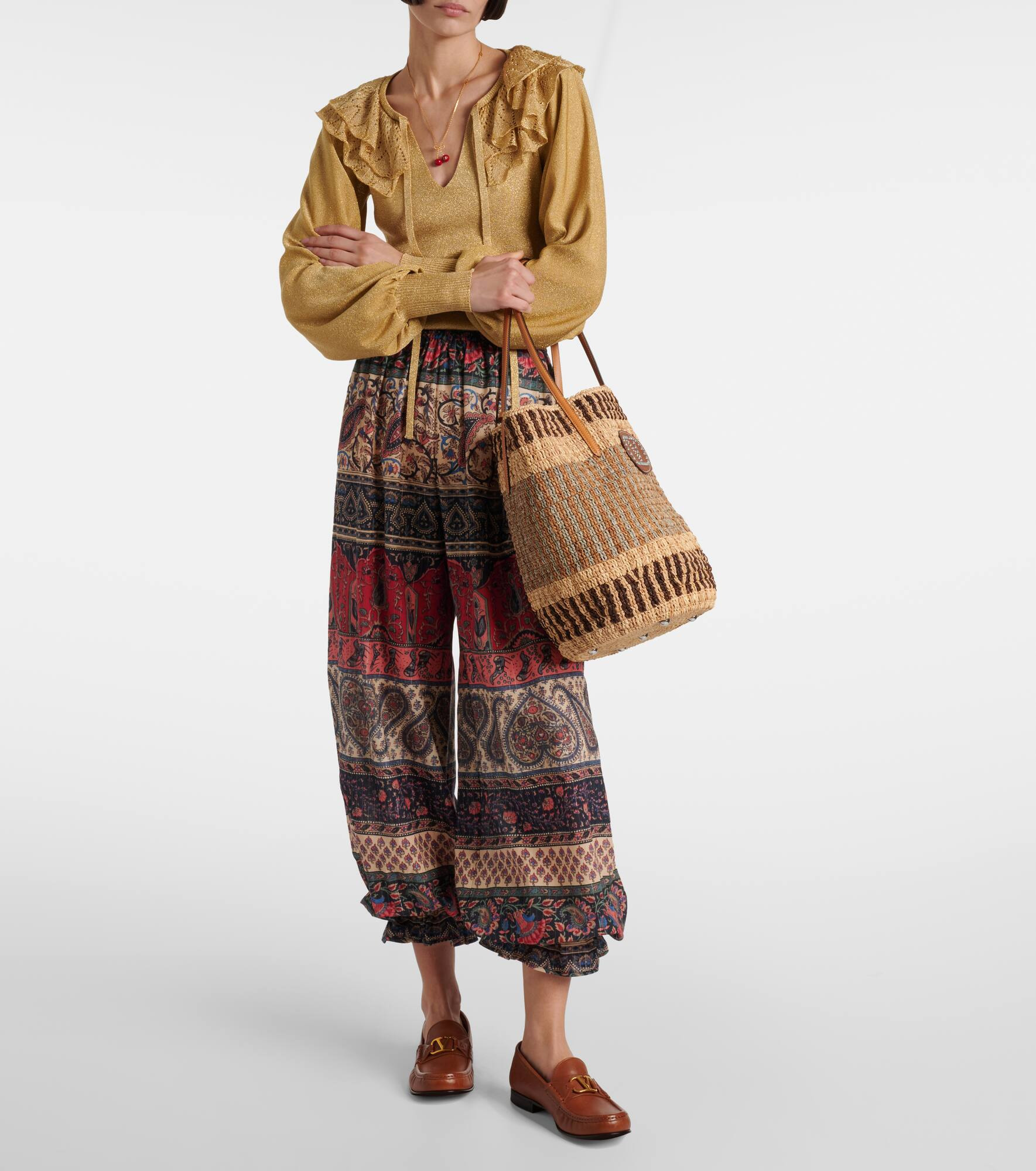 VLogo Signature Large raffia tote bag - 5