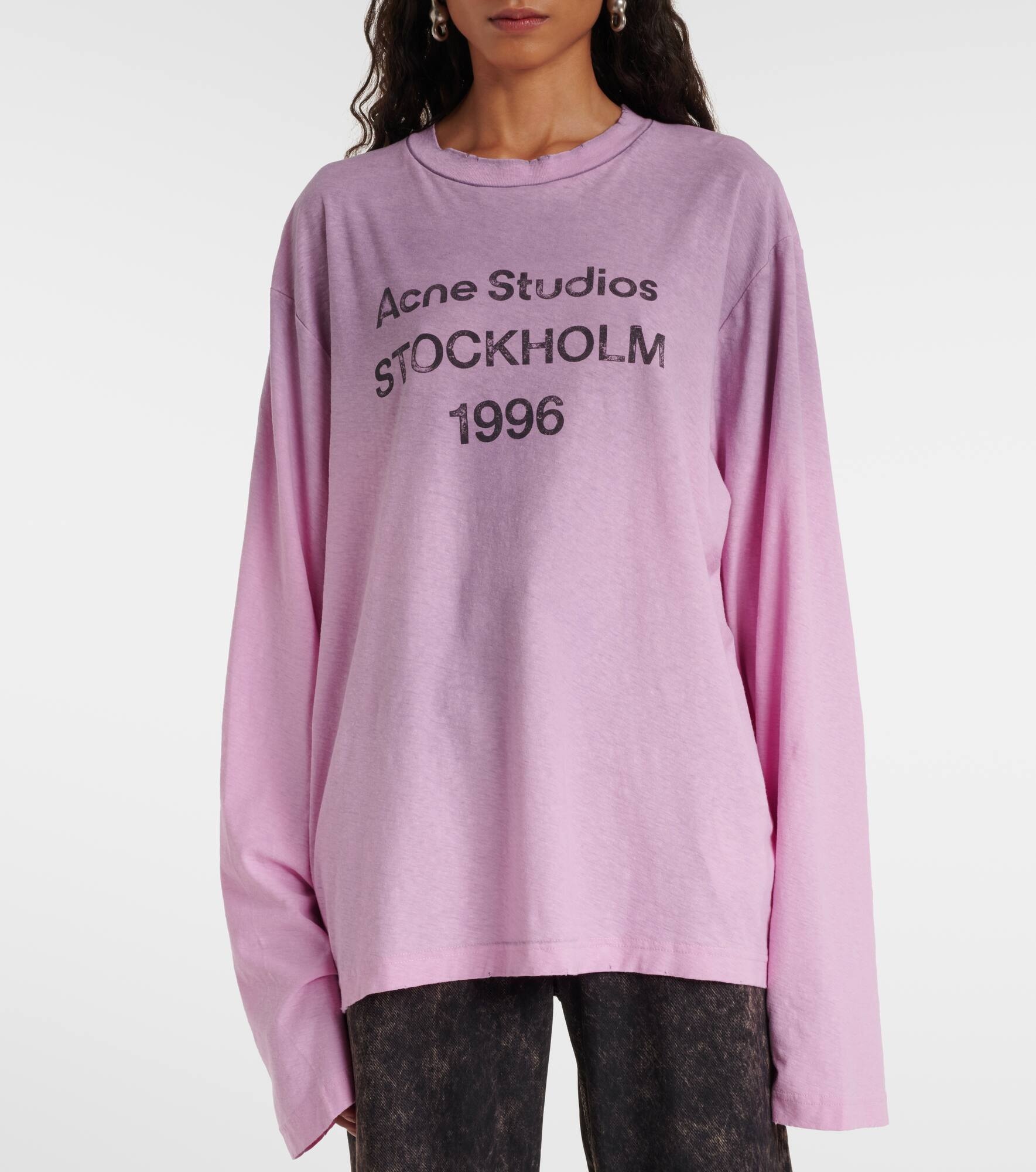Acne Studios Logo cotton and hemp jersey top | mytheresa