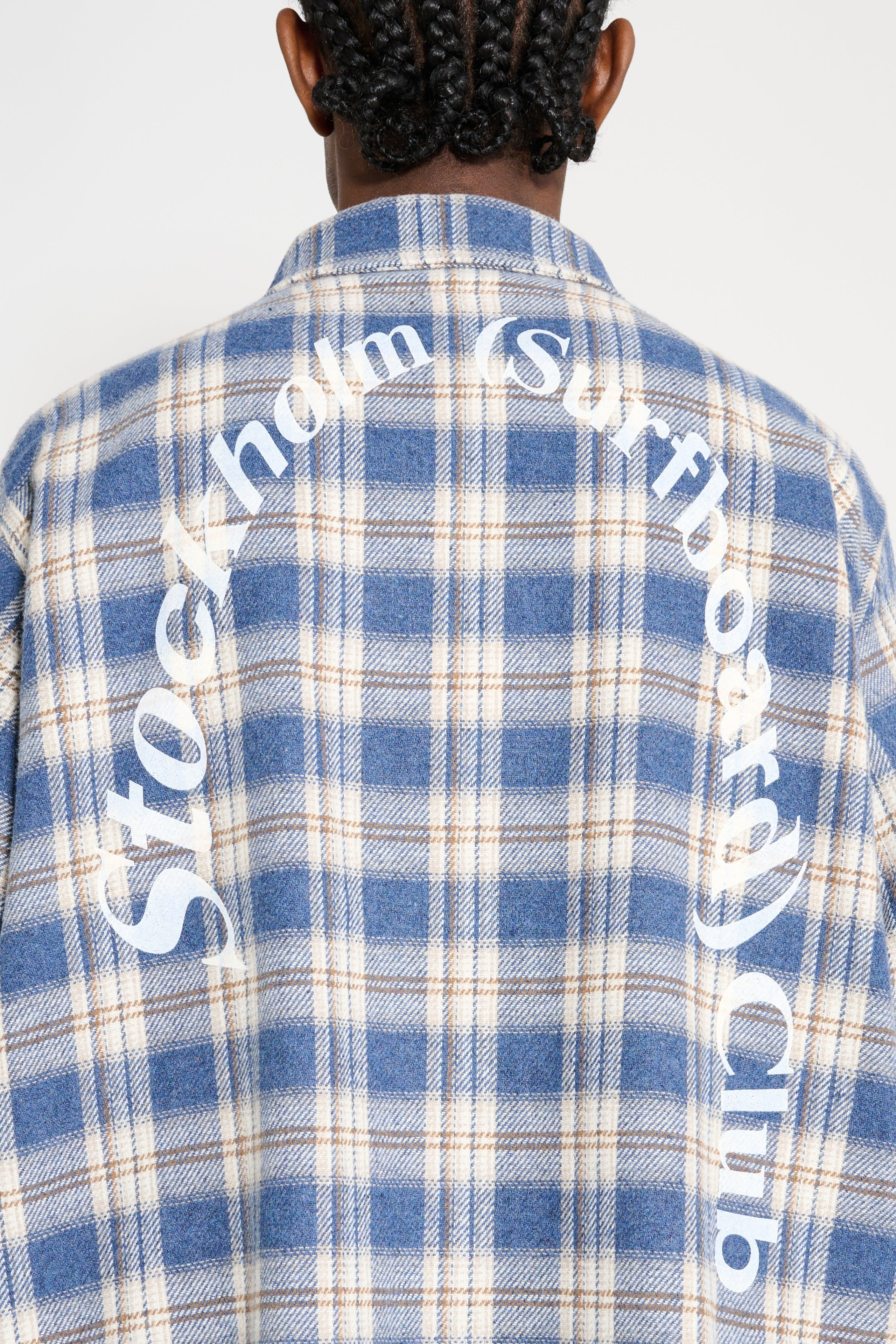 STOCKHOLM SURFBOARD CLUB FLANNEL OVERSHIRT BLUE CHECK - 6