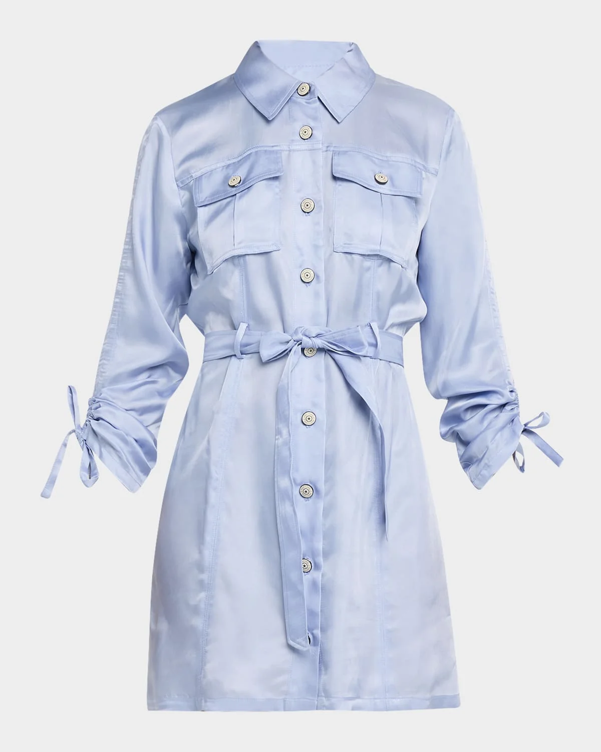 Dale Button-Front Satin Shirtdress - 1