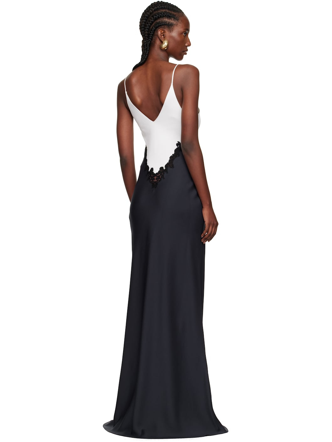 White & Navy Amaryllis Lace Maxi Dress - 3
