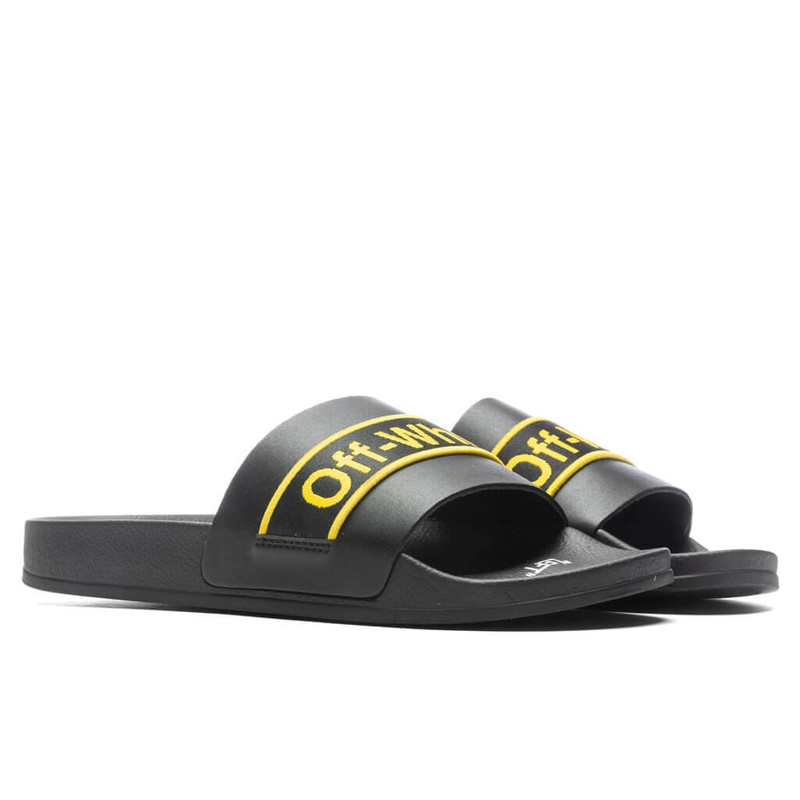Off-White logo-print leather slides outlook