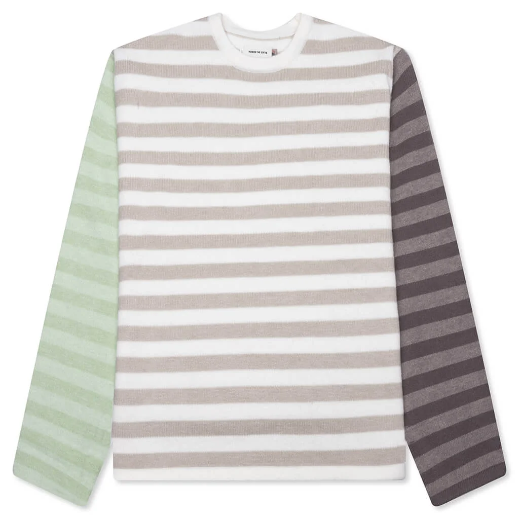 MULTI STRIPE CREWNECK - BONE - 1