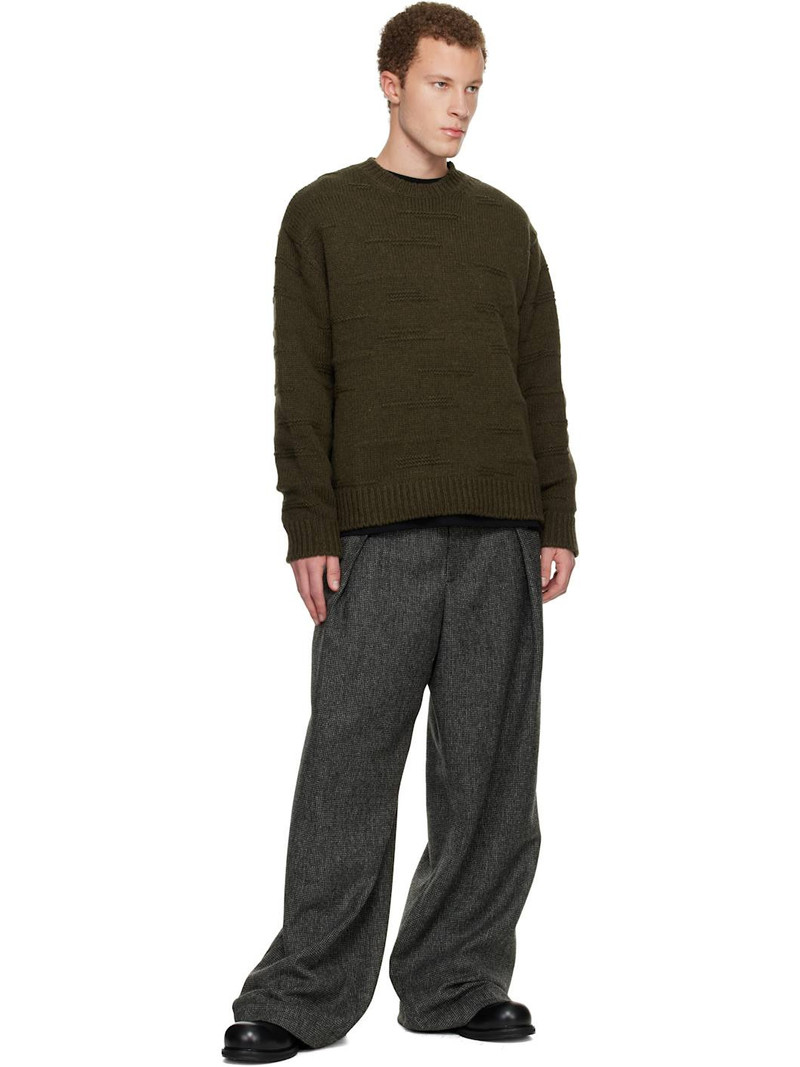 Wooyoungmi Khaki Textured Stripe Wool Sweater outlook