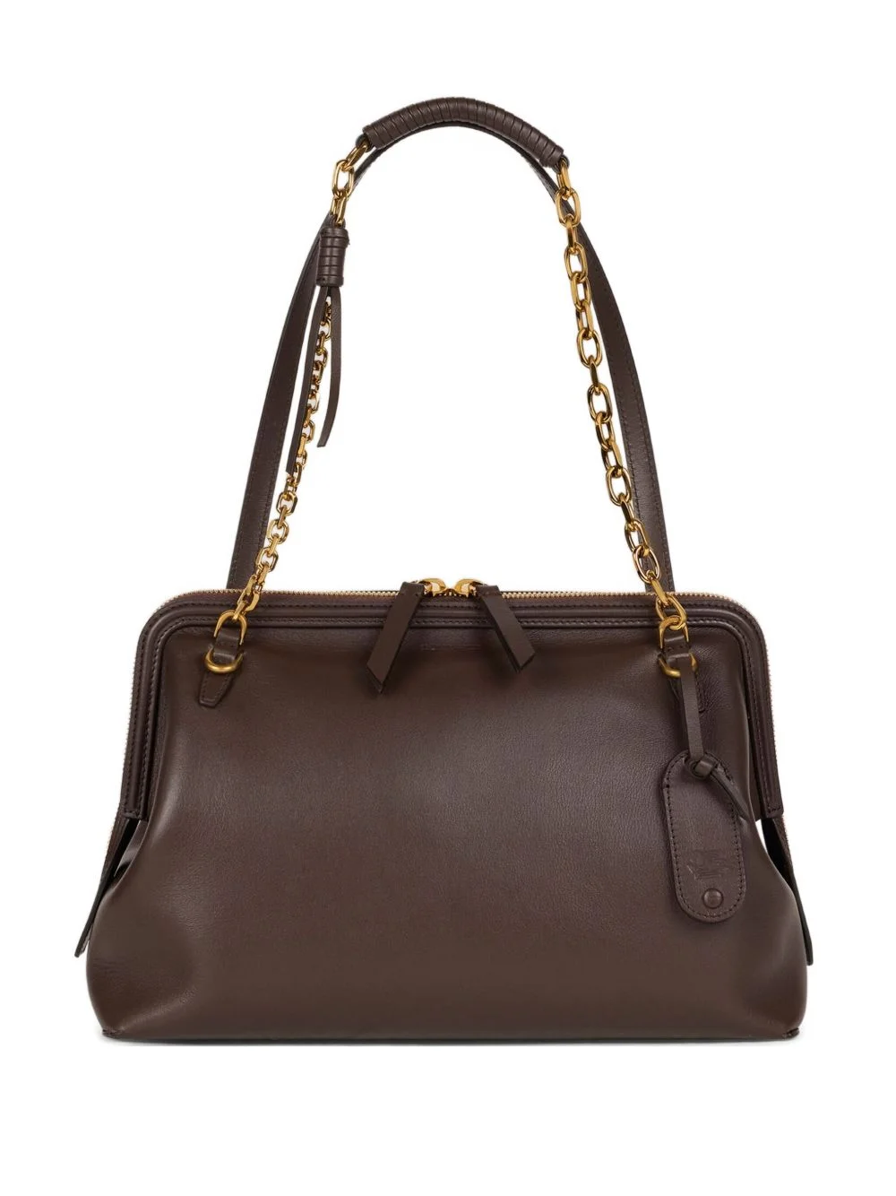 chain-trimmed leather shoulder bag - 1