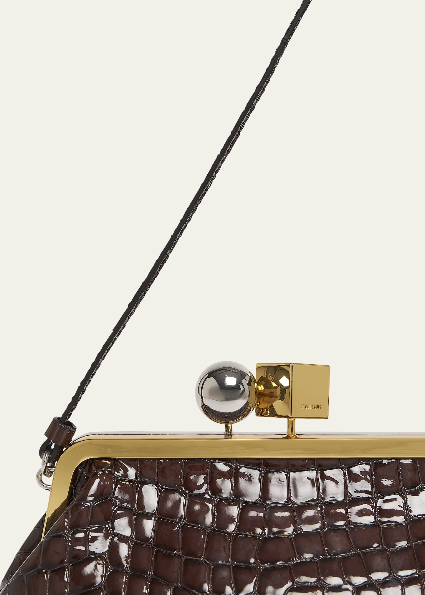 La Pochette Salon Patent Croc-Embossed Shoulder Bag - 5