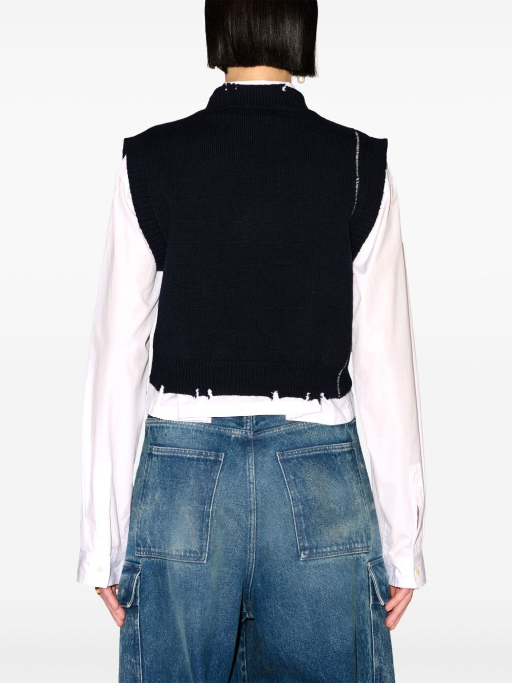 raw-cut knitted vest - 5