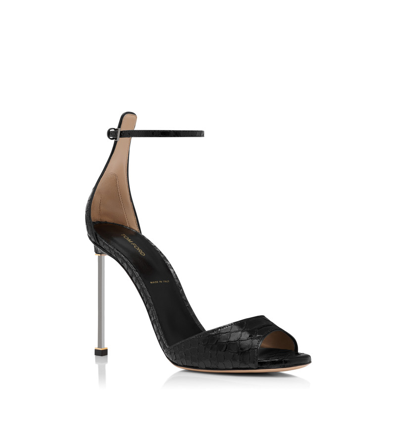 TOM FORD SEMI SHINY PRINTED PYTHON SPIRE ANKLE STRAP SANDAL outlook
