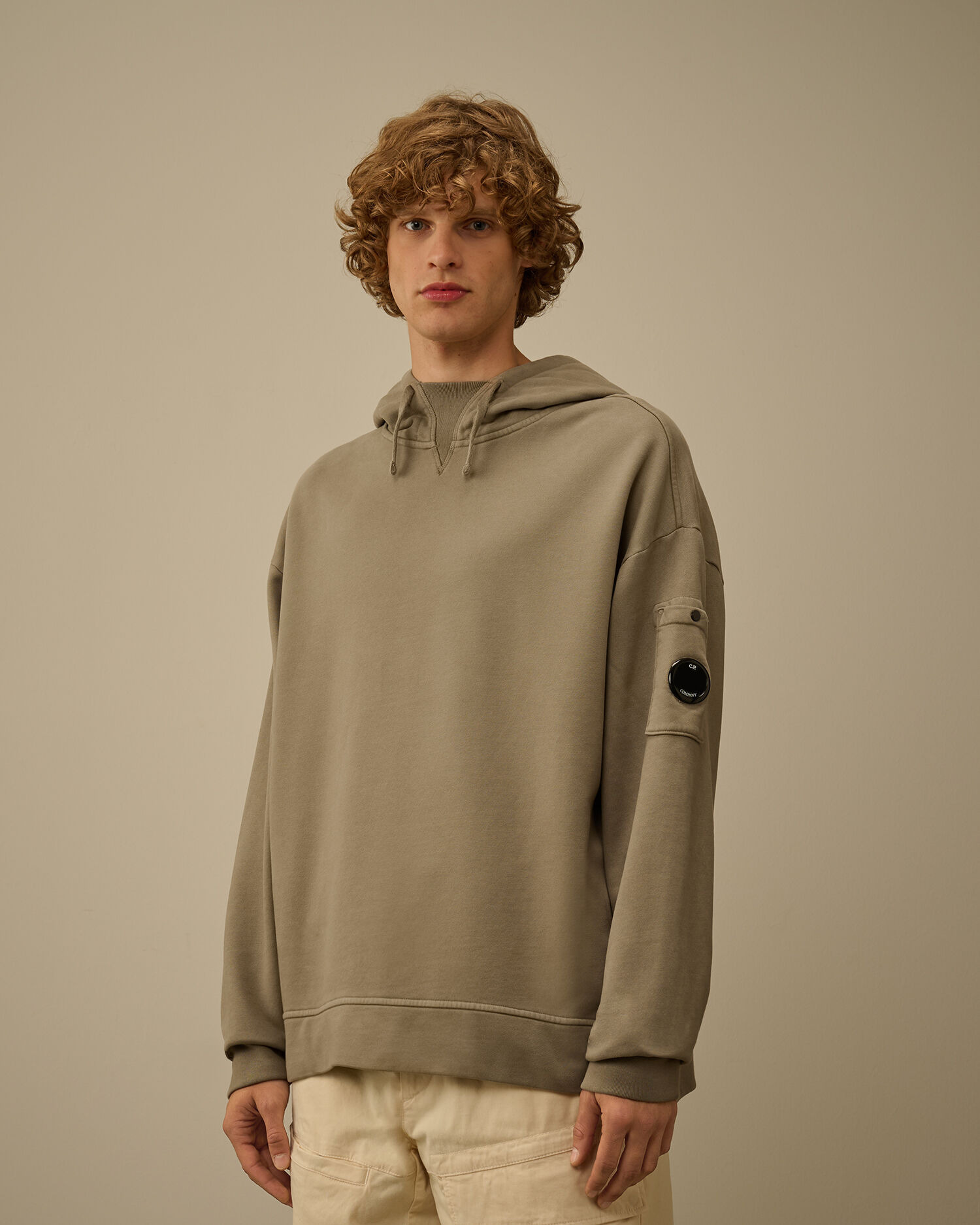 Brushed and Emerized Diagonal Fleece Boxy Hooded Sweatshirt - 3