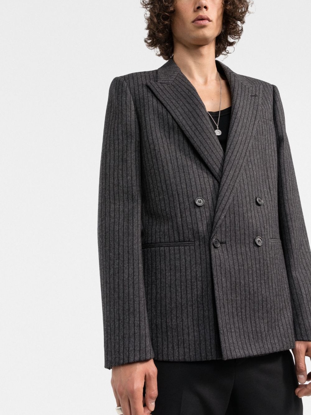 striped double-breasted blazer - 3