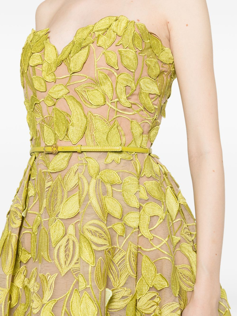 strapless leaf applique dress 5
