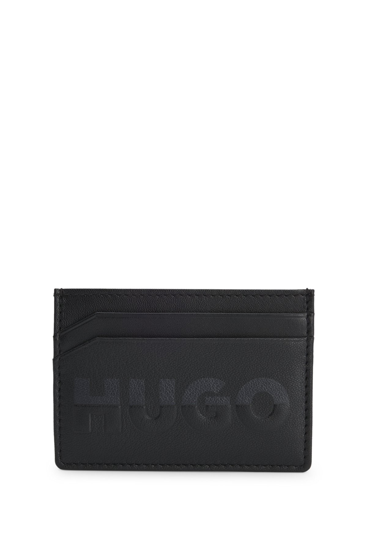 MATTE-LEATHER CARD HOLDER WITH SPLIT LOGO - 1