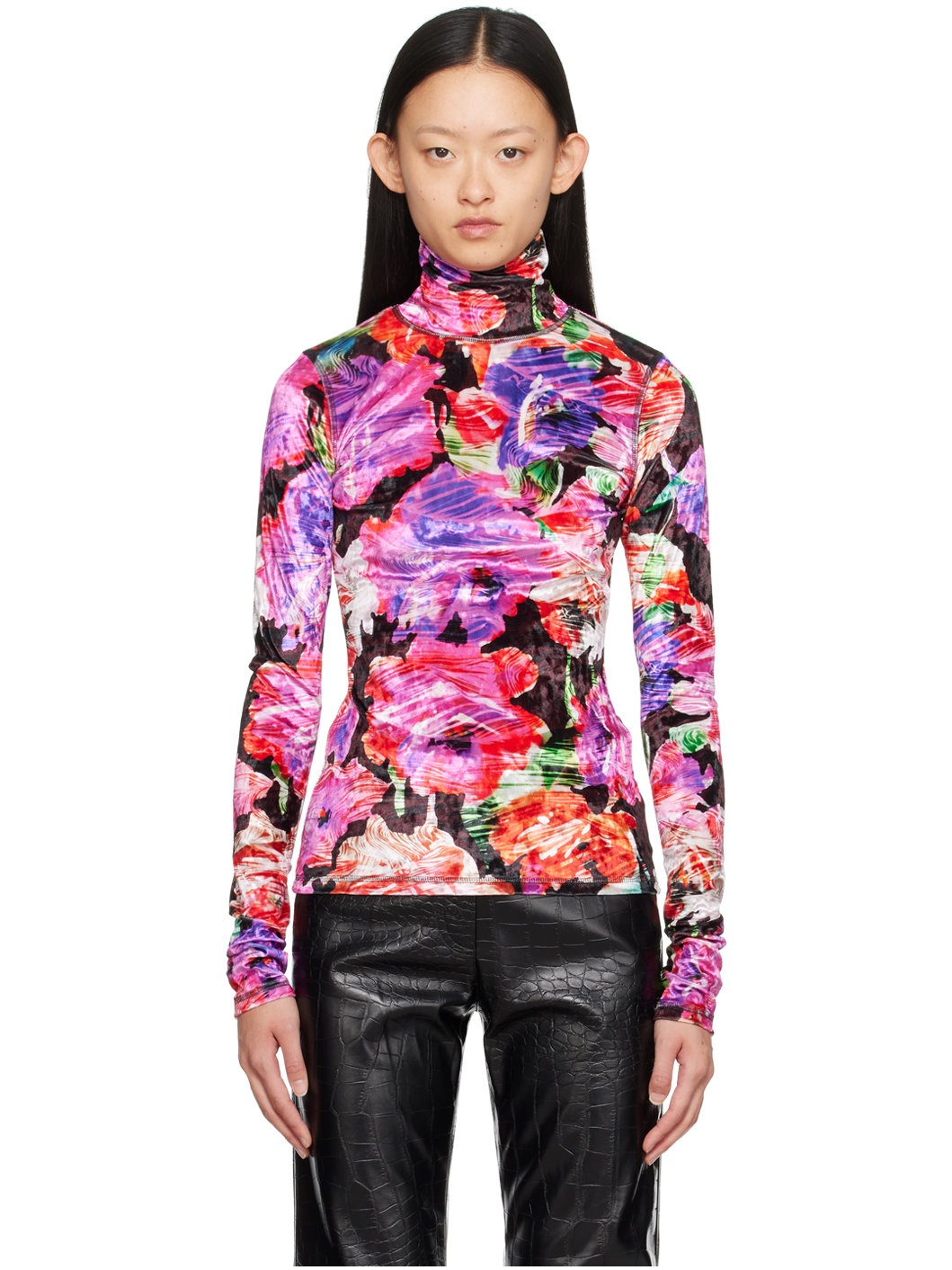 Multicolor Printed Turtleneck - 1