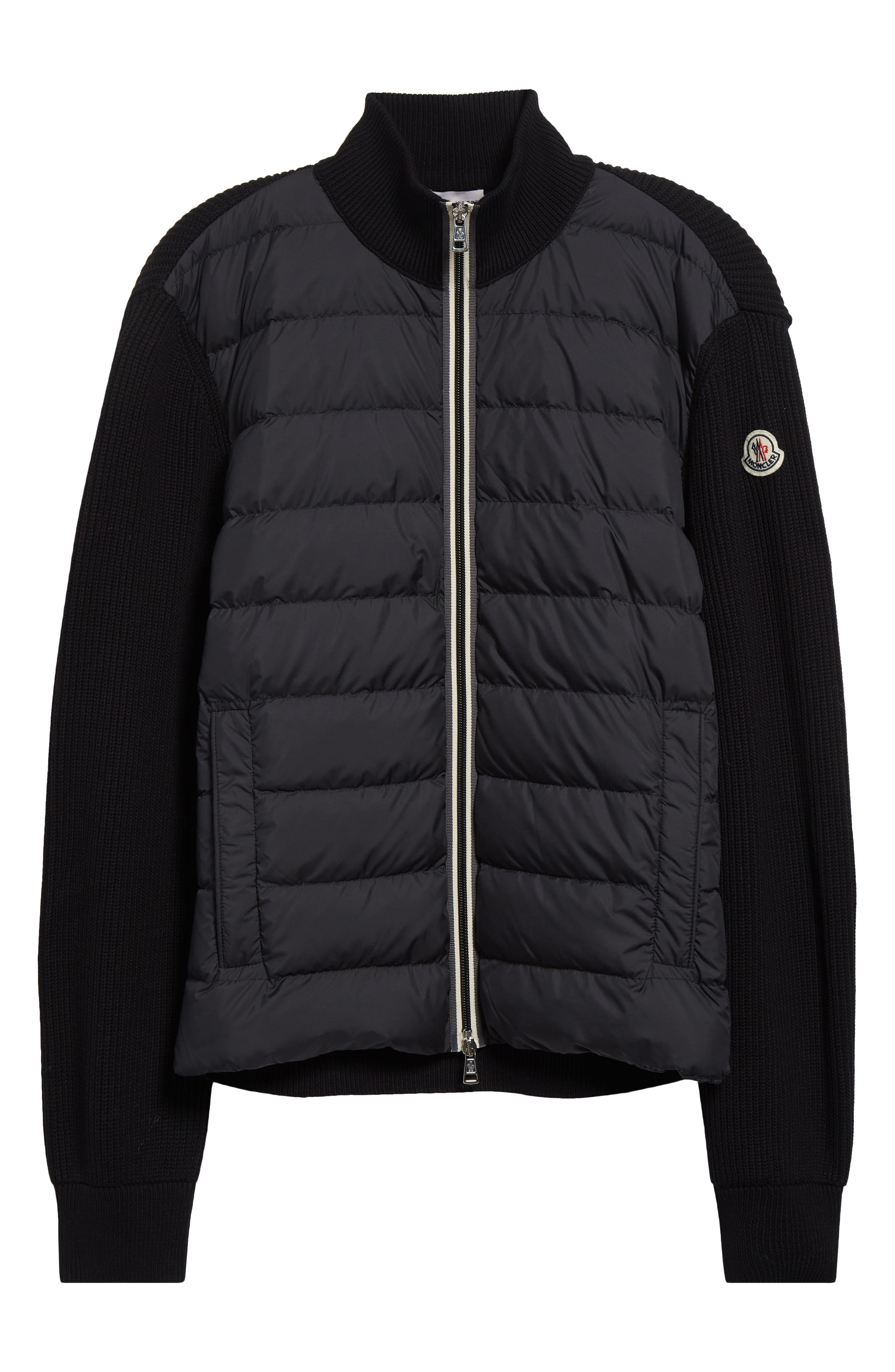 Moncler Quilted Down & Cotton Knit Cardigan in Black at Nordstrom - 5