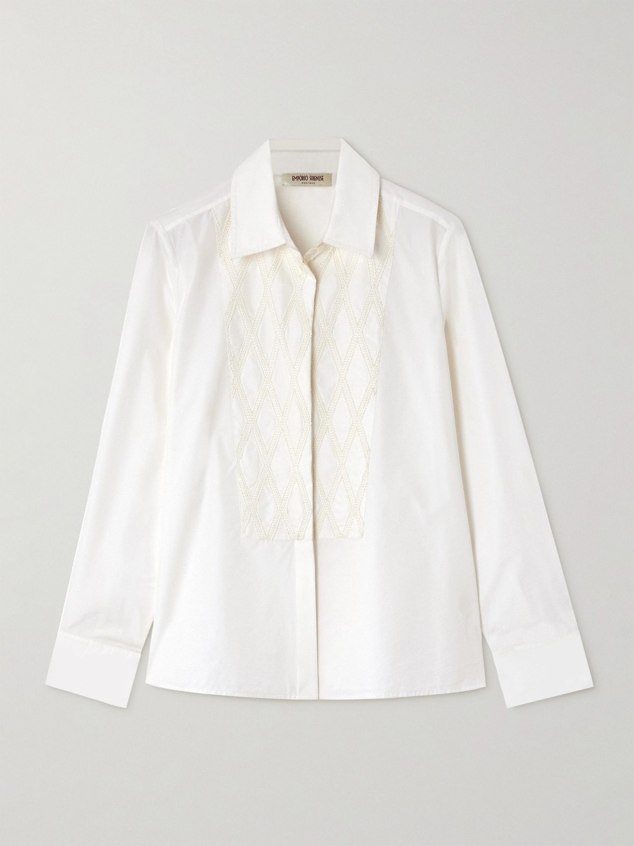 Cassandra Bead-embellished Embroidered Cotton-blend Poplin Shirt - 1