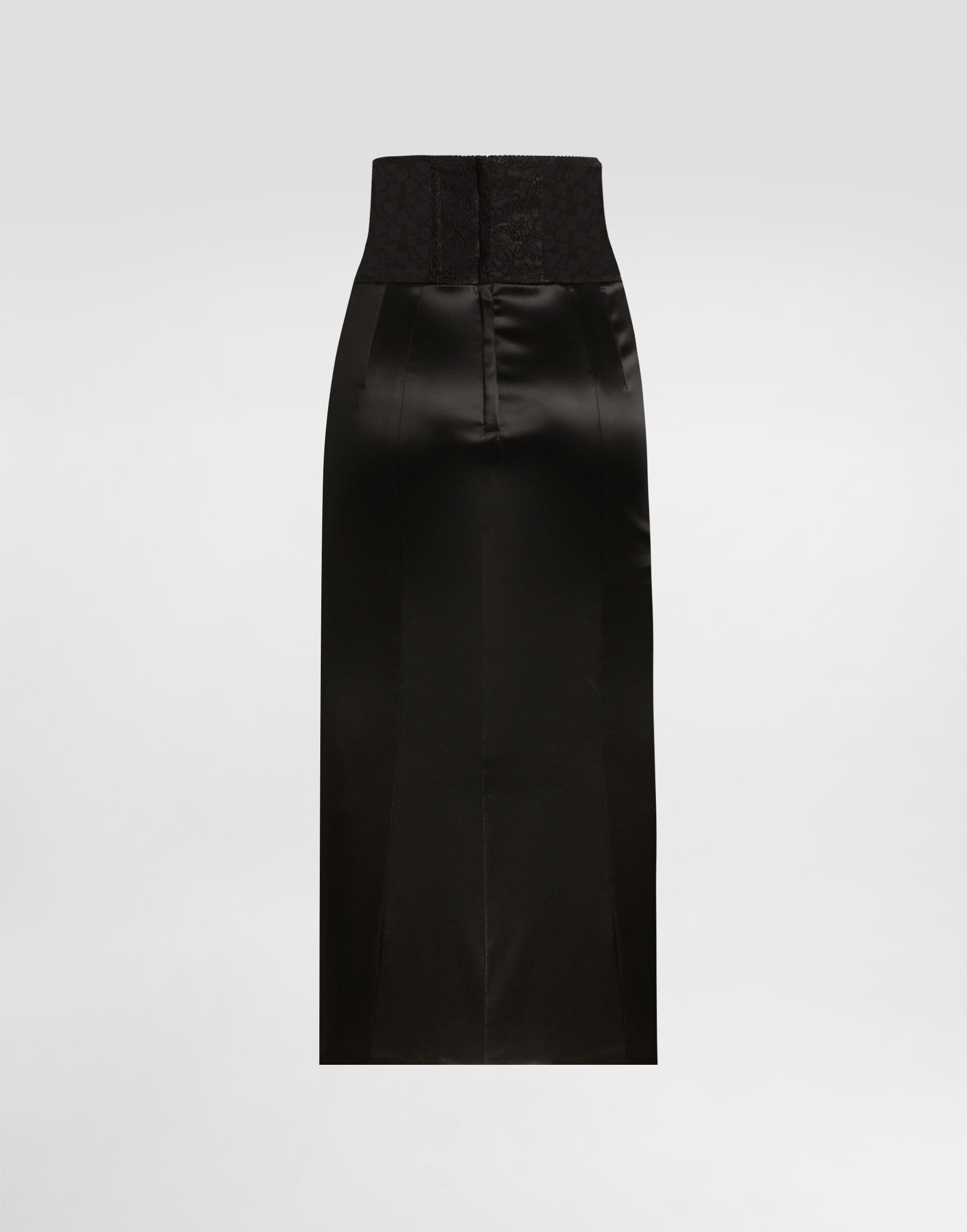 Satin calf-length skirt with corset-style belt detail - 6