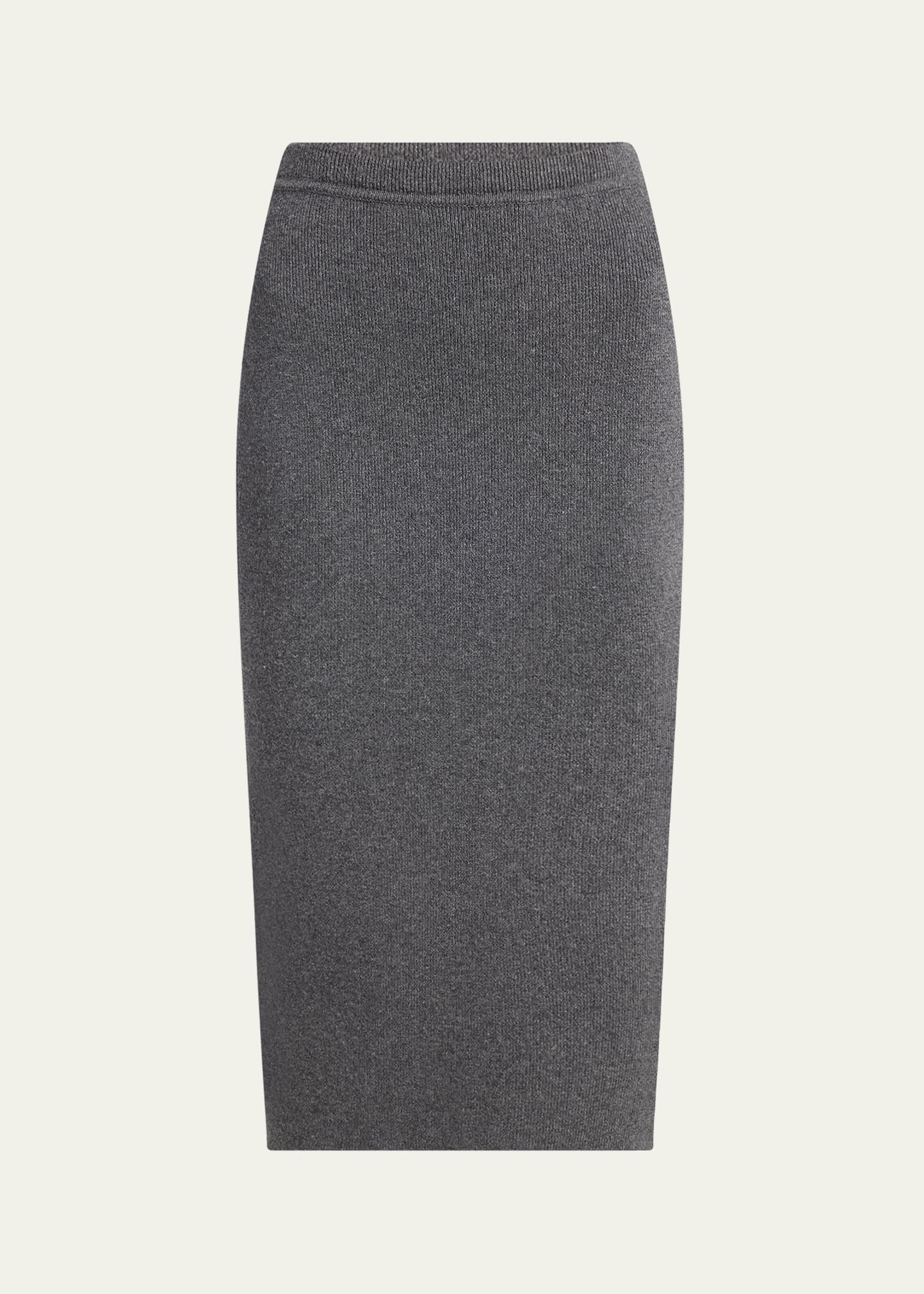 Fine Cashmere-Cotton Rib Pencil Skirt - 1