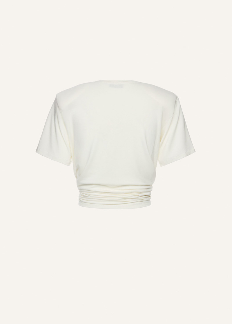 MAGDA BUTRYM Knotted jersey t-shirt in cream outlook