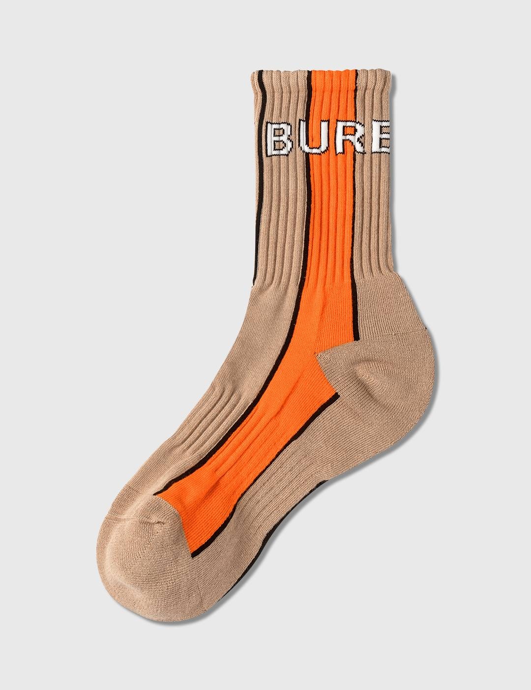 Logo Intarsia Striped Cotton Blend Socks - 1