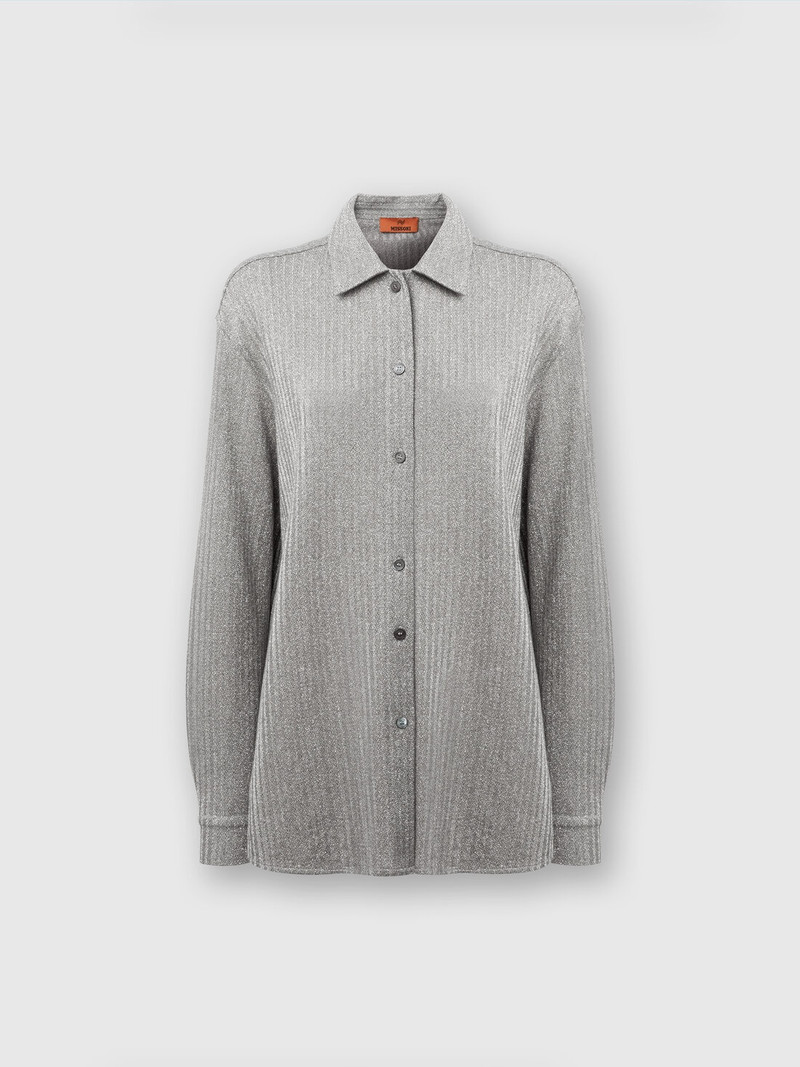 Cotton and viscose lamé oversized shirt 1