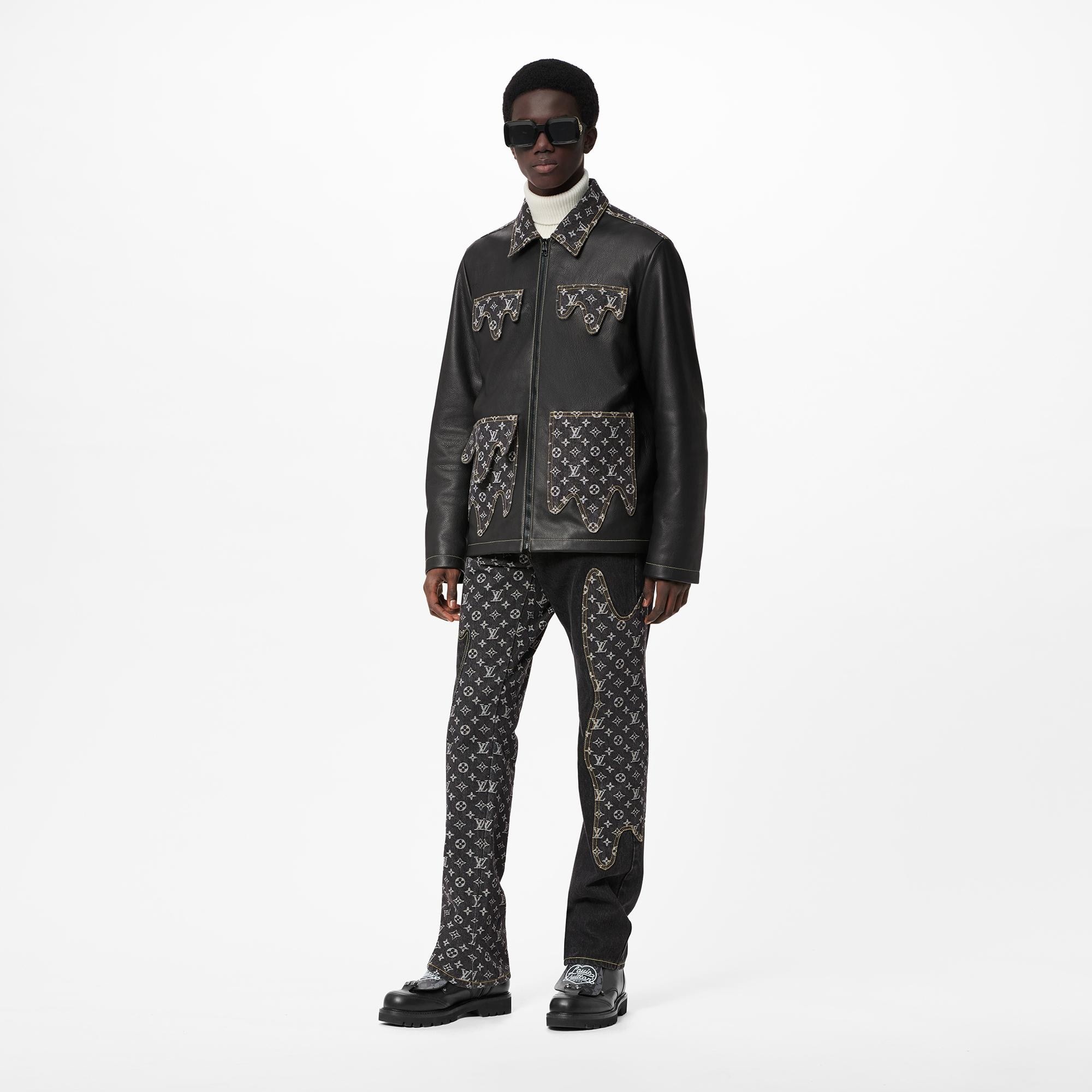 Crazy Mix Leather Denim Blouson - 2