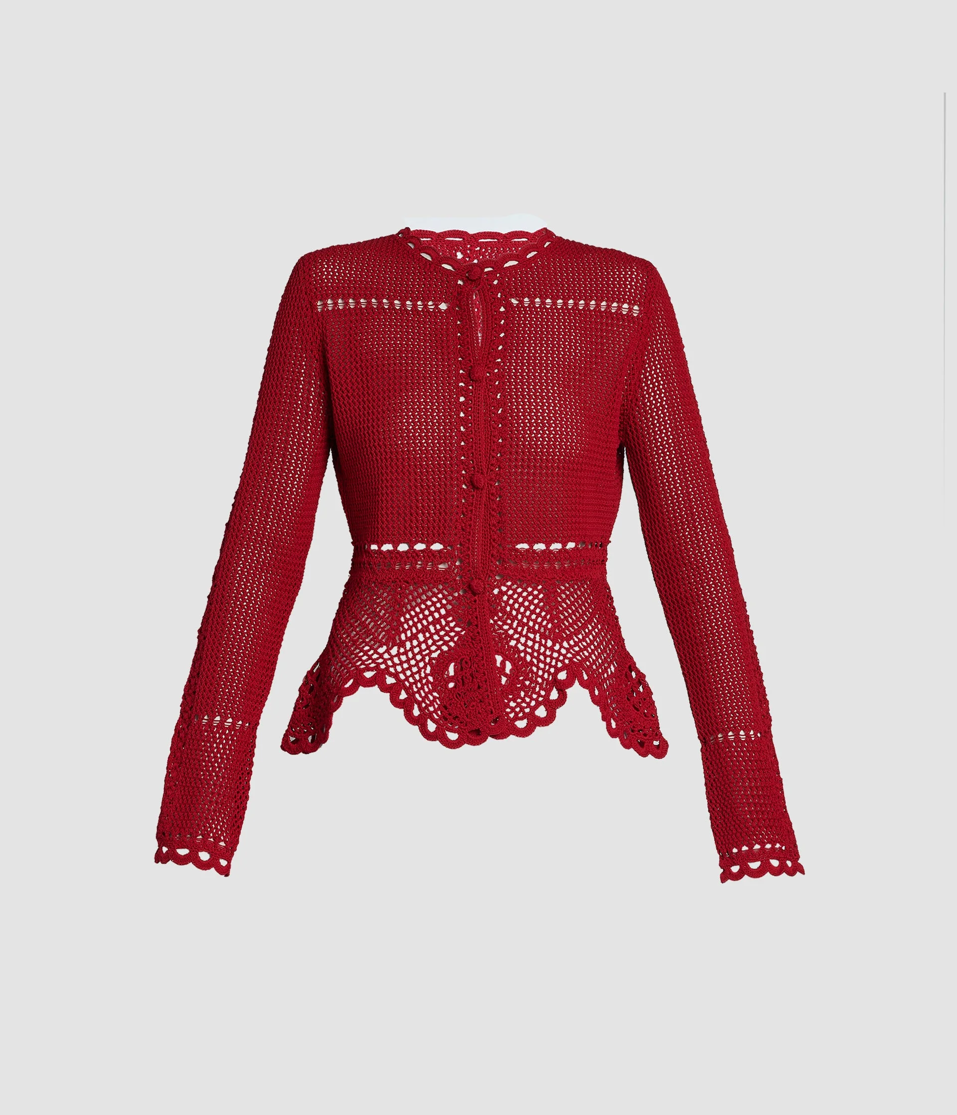 COTTON CROCHET PEPLUM CARDIGAN - 1