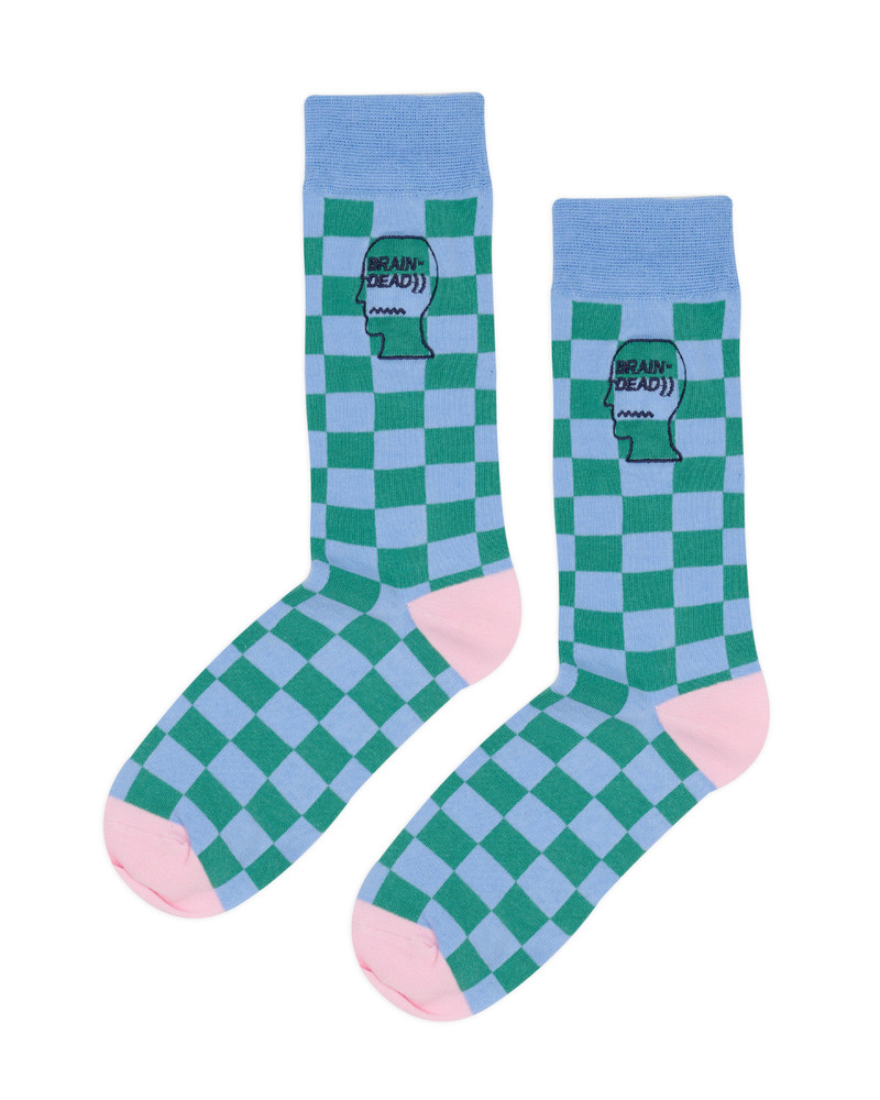 Logohead Dress Socks - Blue Checkered 1