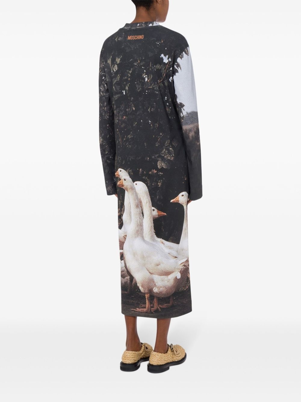 goose-motif midi dress - 3