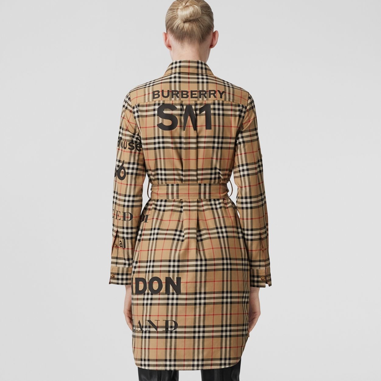 Vintage Check Cotton Tie-waist Shirt Dress - 4