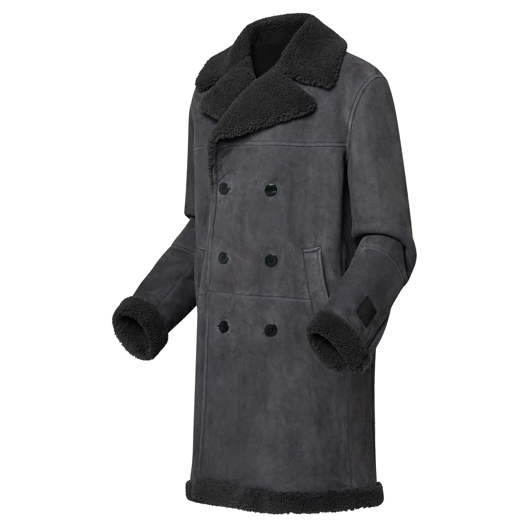 Double-Breasted Shearling Coat - 2