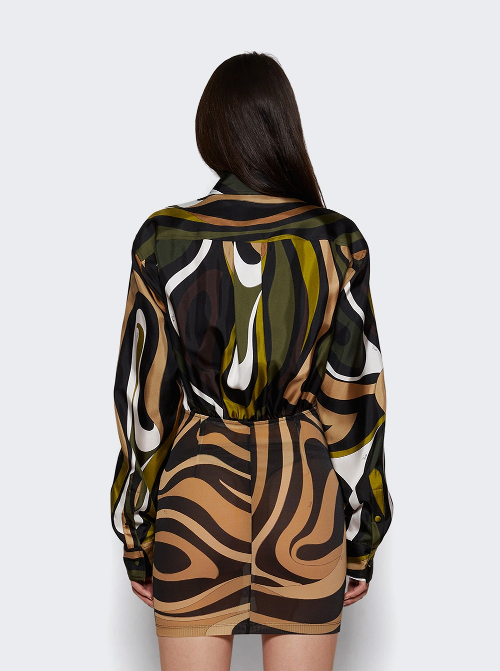 Marmo Print Long Sleeves Khaki - 4