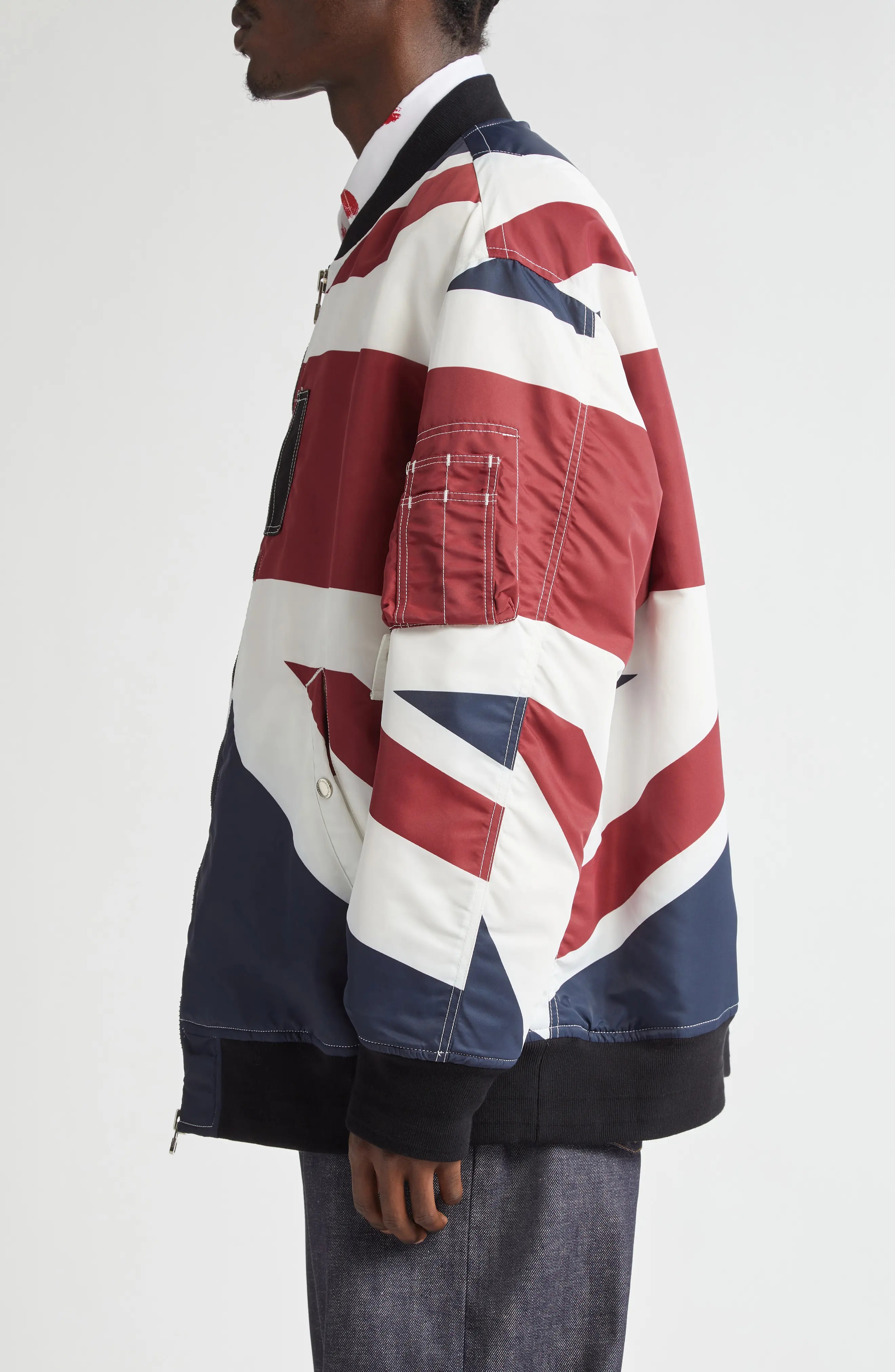 Union Jack Gusset Sleeve Nylon Flight Jacket - 4