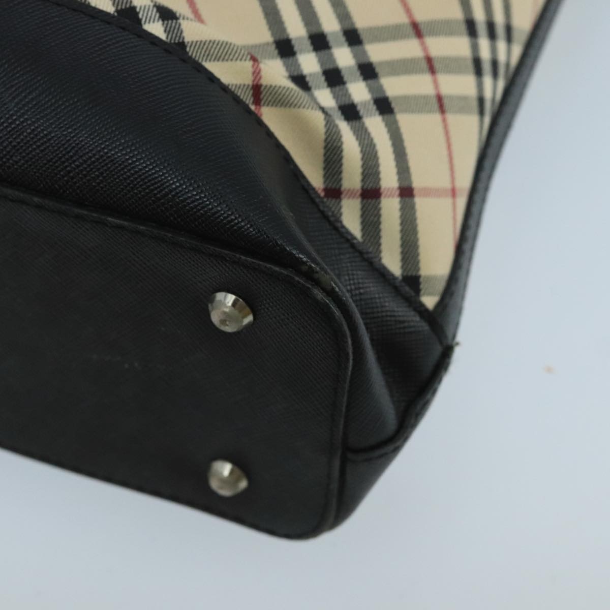 Burberry Nova Check Tote Bag Canvas Leather Beige Silver - 12
