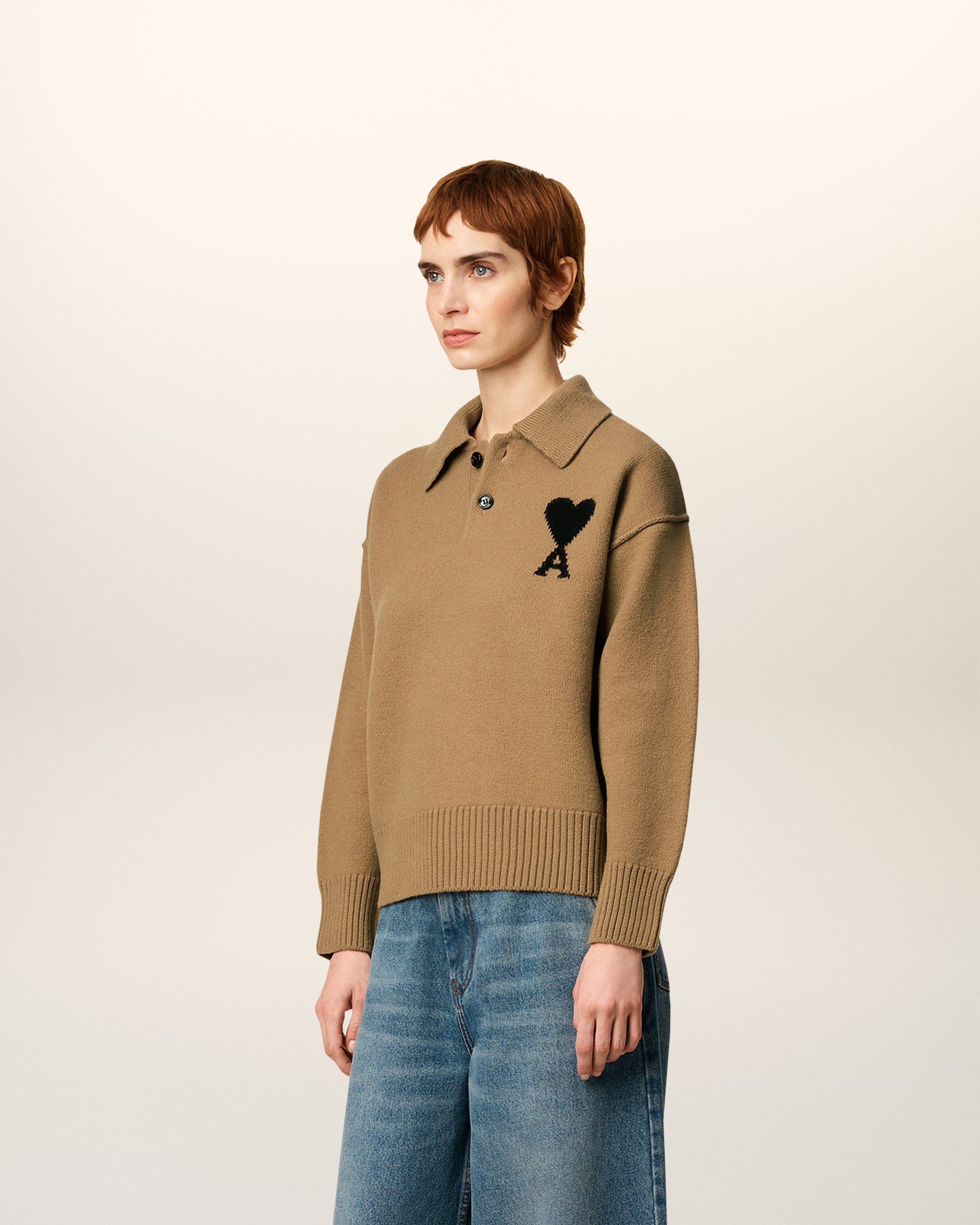 BROWN WOOL AMI DE COEUR POLO - 6
