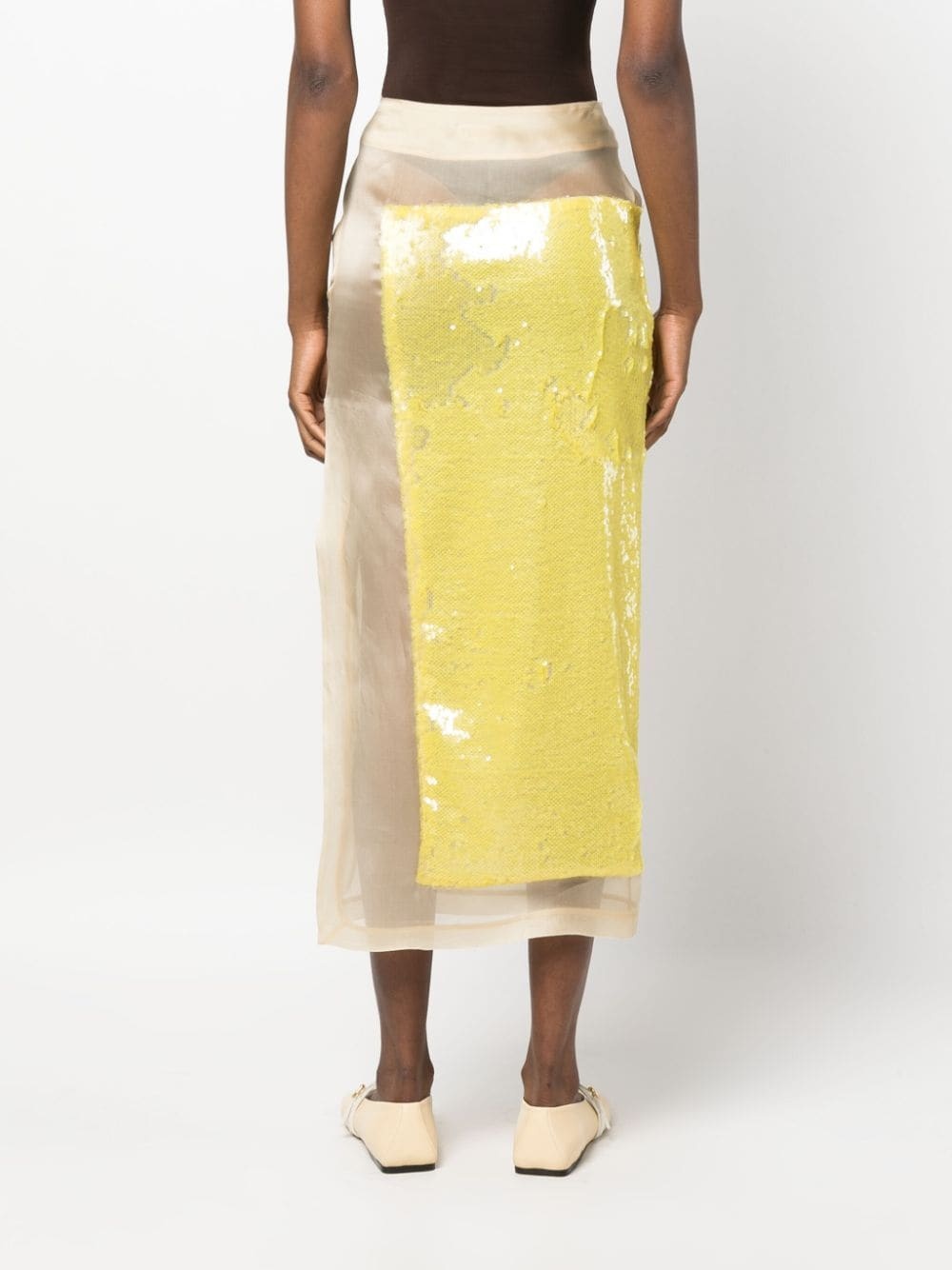 sequin-embellished semi-sheer silk skirt - 4