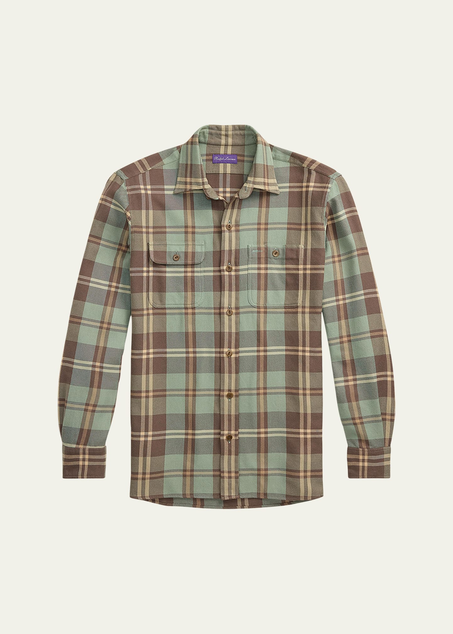 Men's Cotton Plaid Double-Pocket Sport Shirt - 1