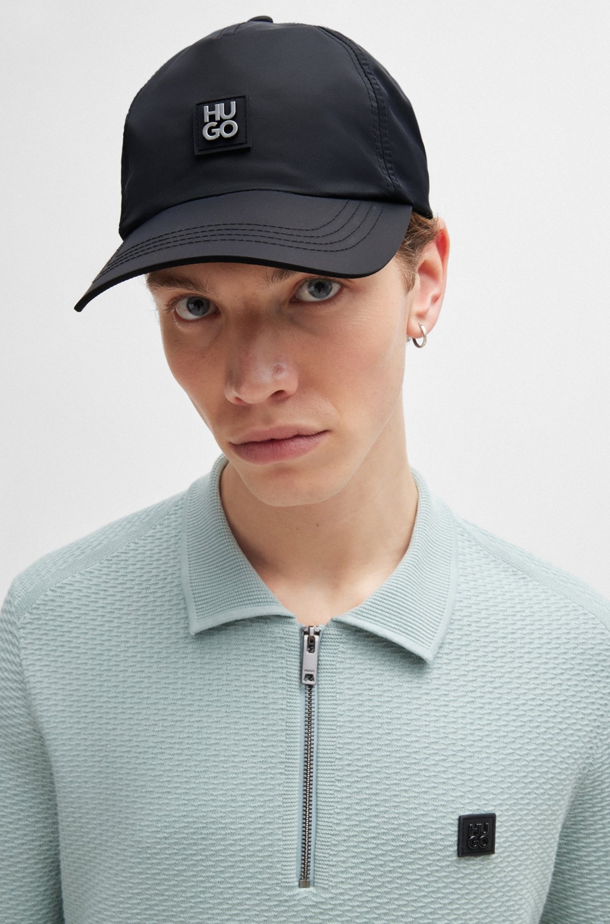 WATERPROOF NYLON CAP WITH STACKED LOGO BADGE - 4