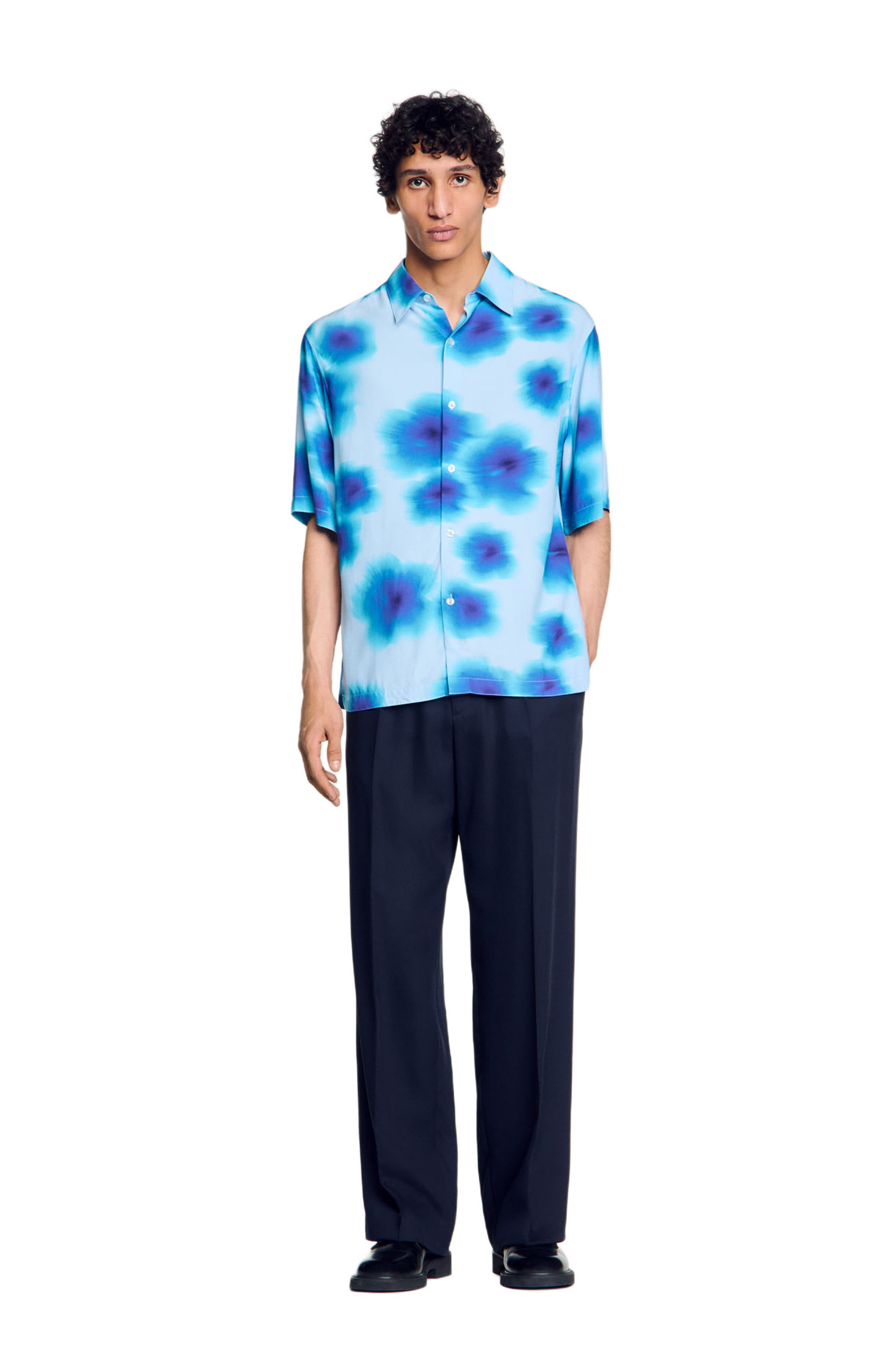 SANDRO Floral motif shirt in Blue Sky at Nordstrom - 6