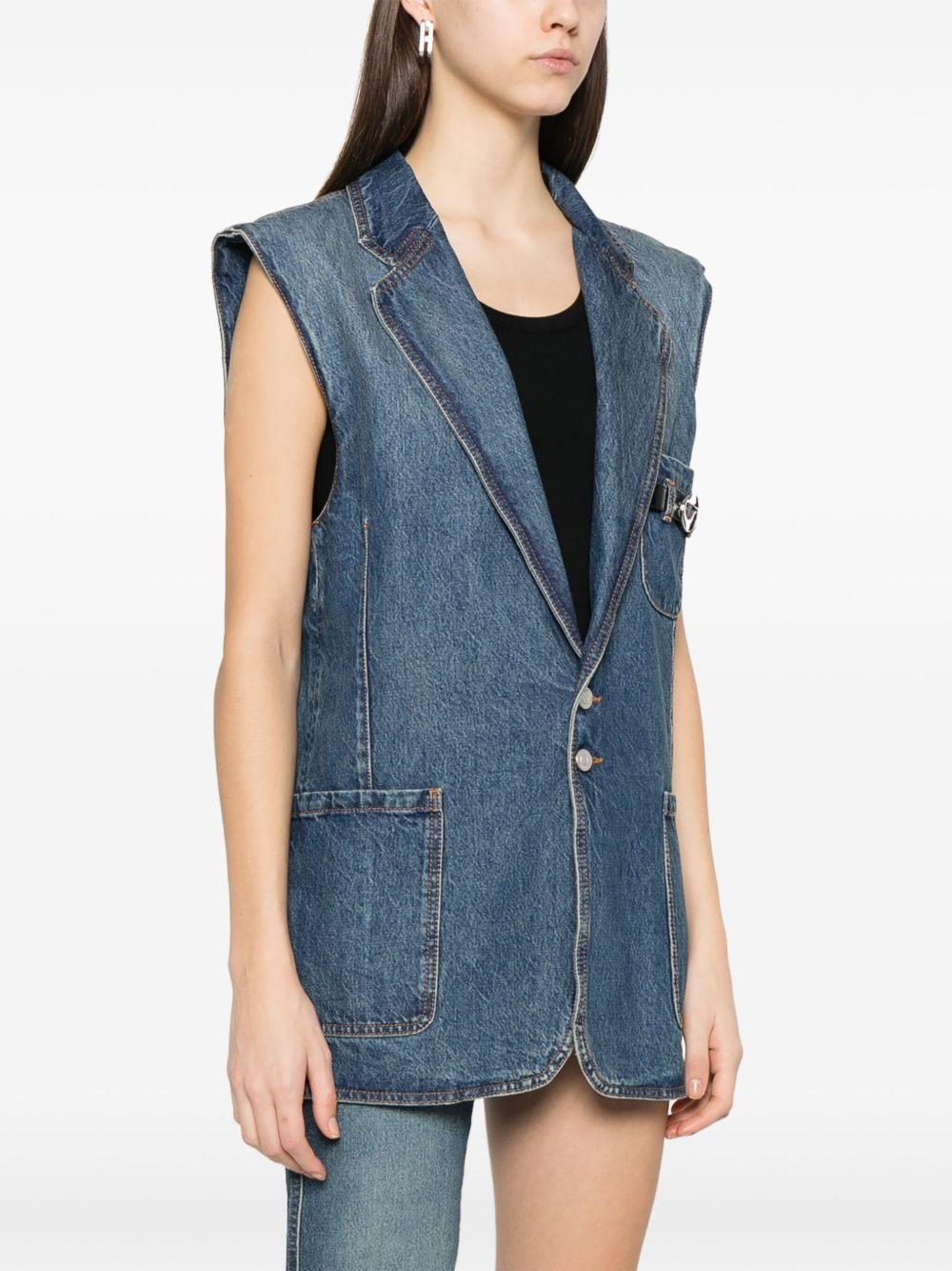 sleeveless denim jacket - 3