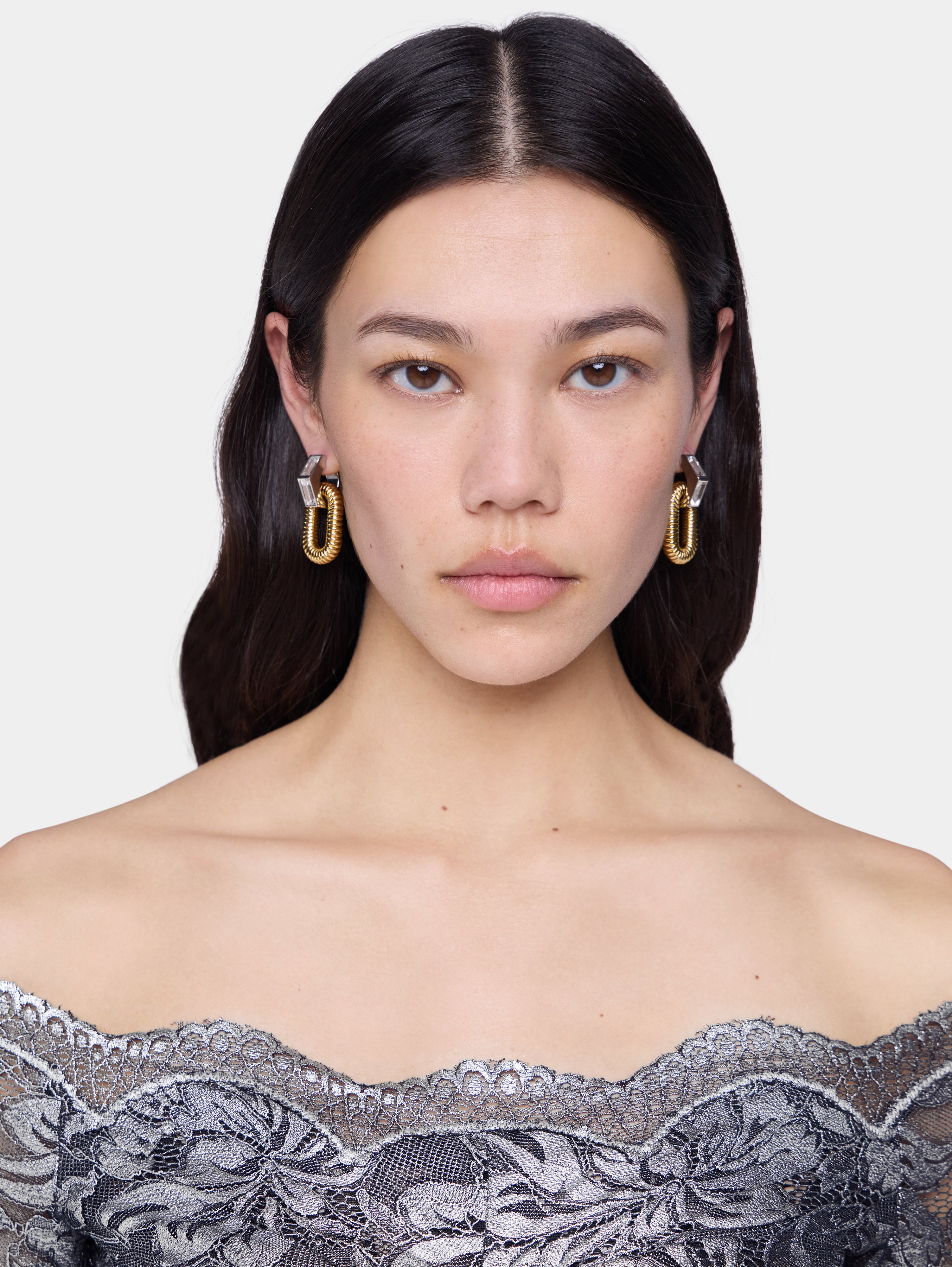 XL LINK EARRINGS WITH RHINESTONES - 3