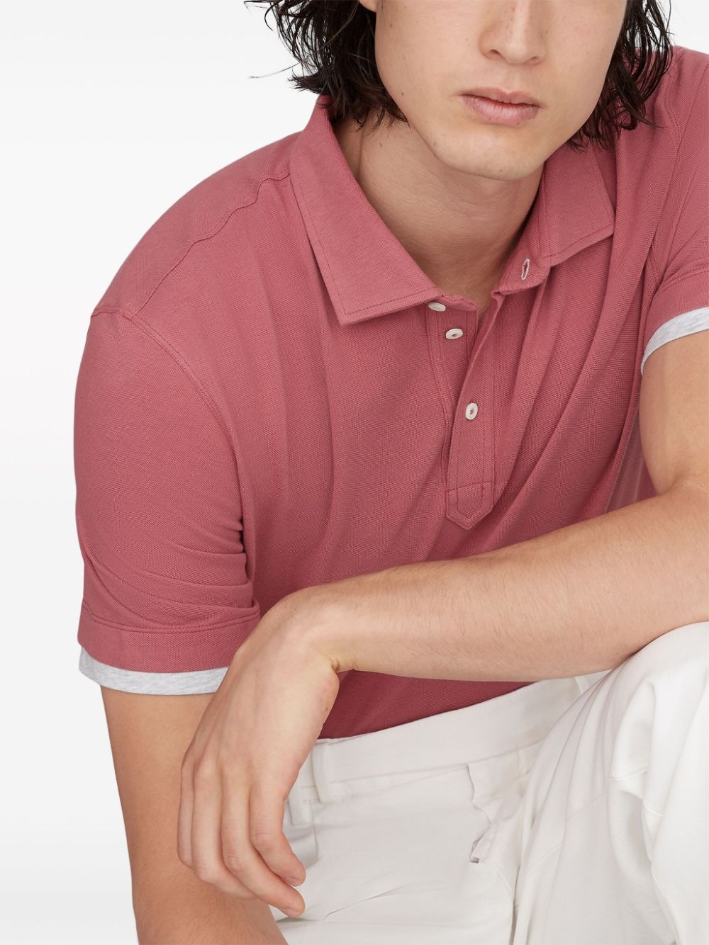 button-fastening cotton polo shirt - 6
