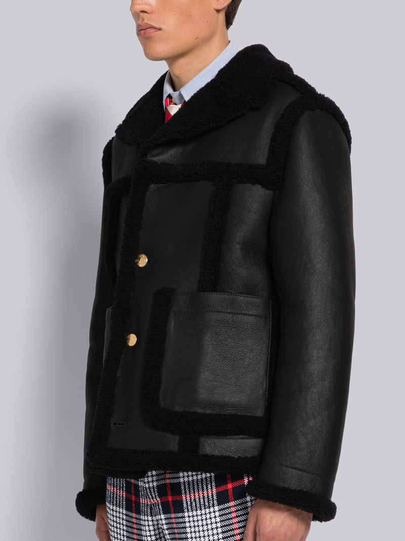 Thom Browne DYED SHEARLING PATCH POCKET BUTTON UP JACKET outlook