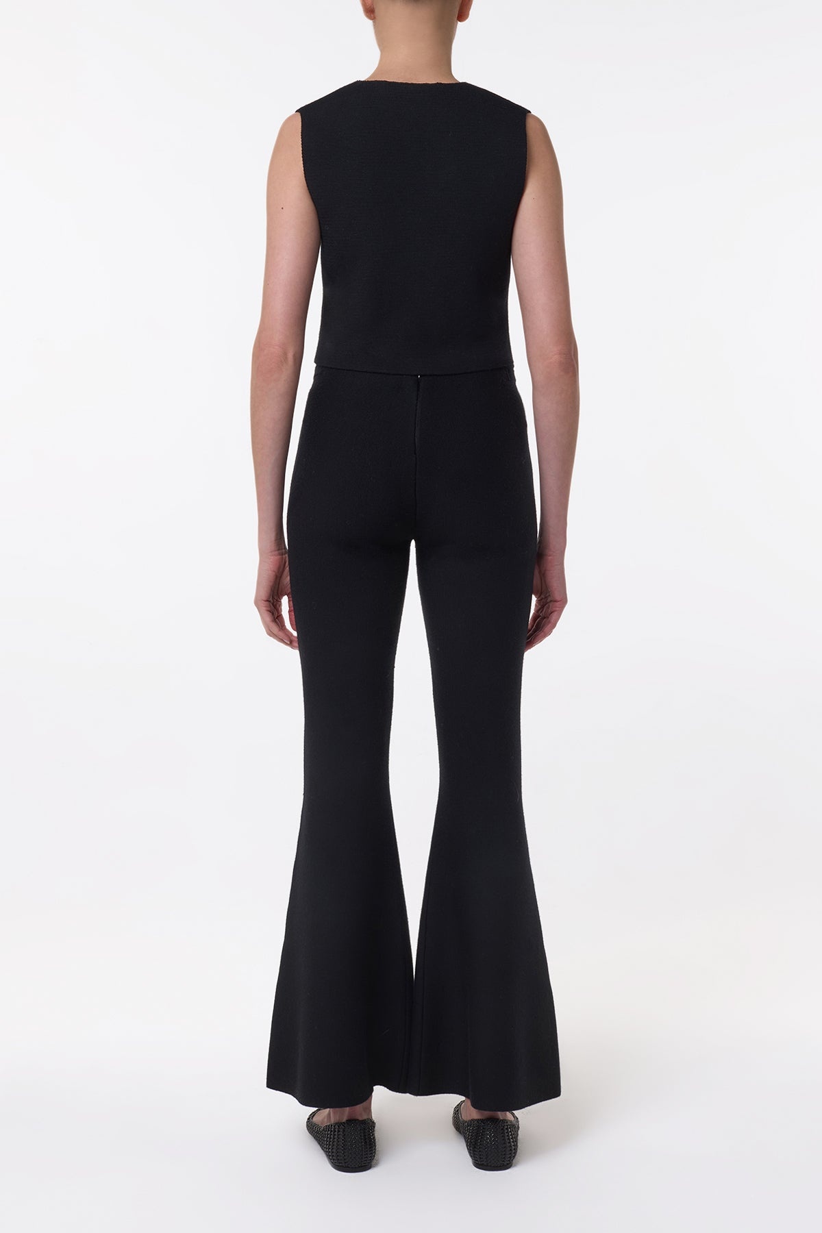 Styx Knit Vest in Black Merino Wool Cashmere - 4