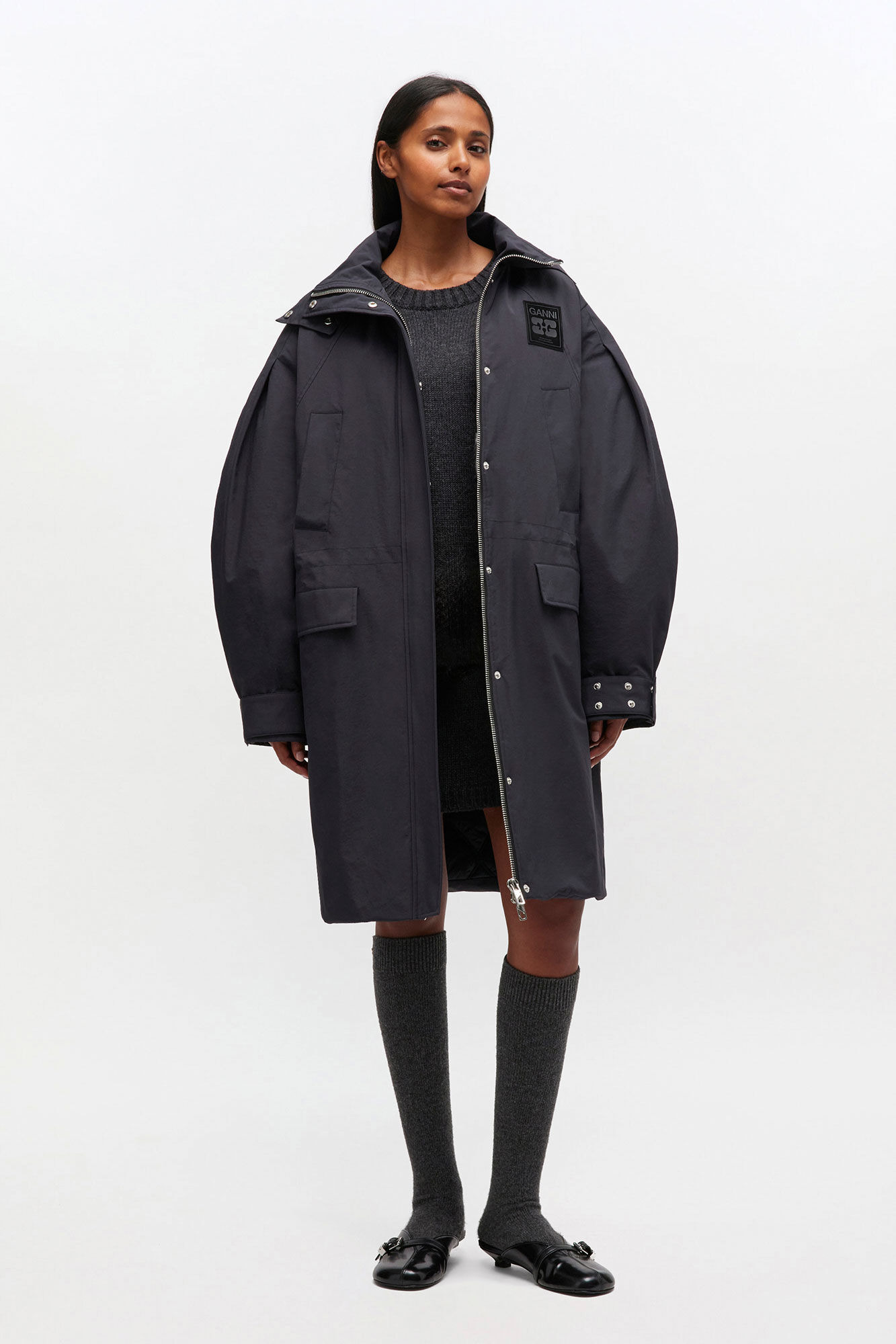 DARK GREY TRI-LAYER PARKA COAT - 2